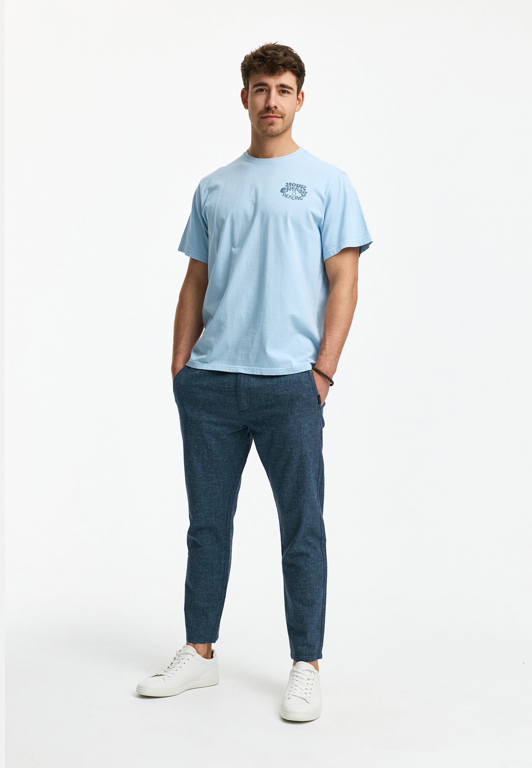 Indicode Leinenhose Herren INNandos Sommerhose Leinen Herrenhose mit elastischem Bund mit Knopf- und Reißverschluss