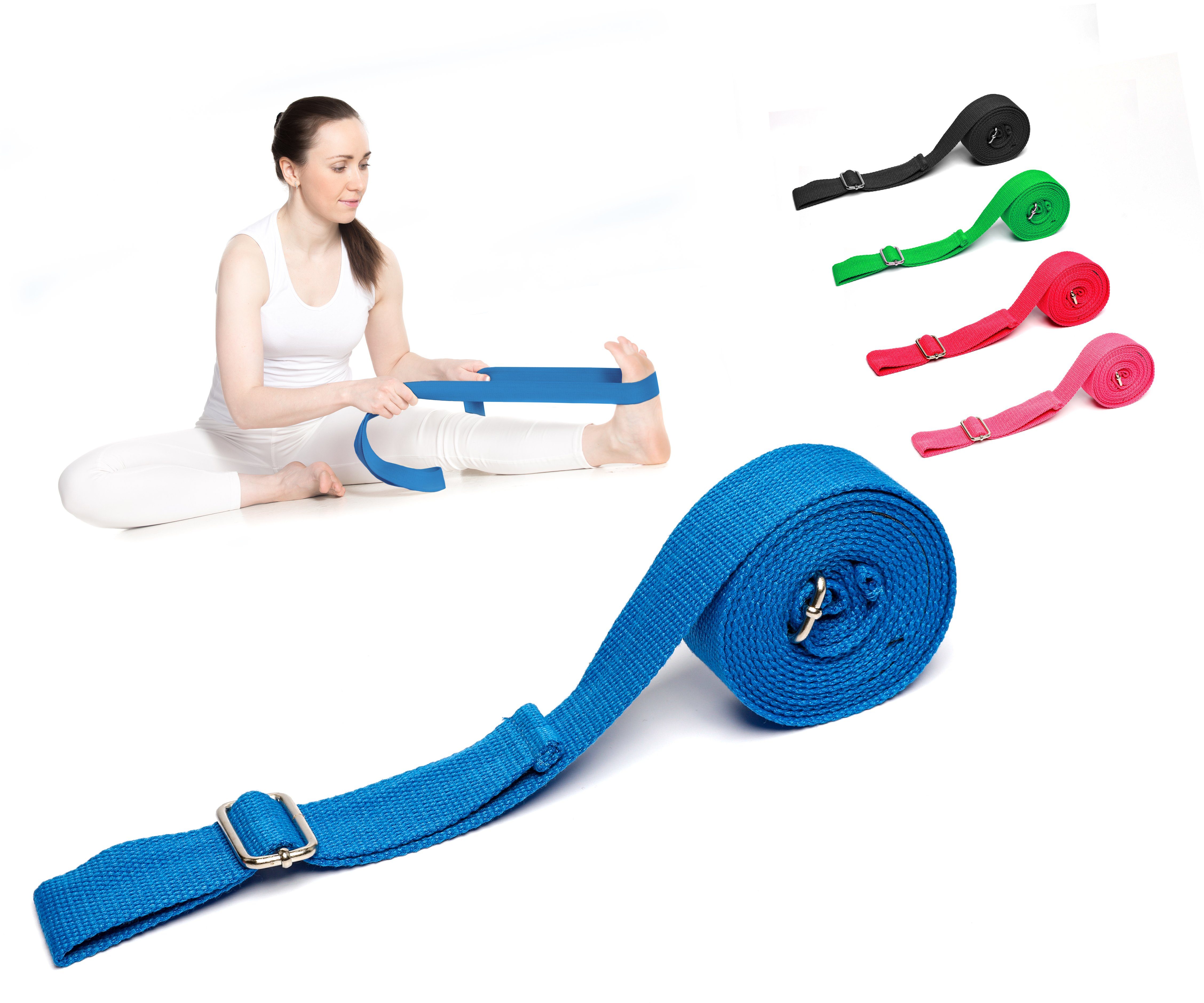 ActiveVikings Yogagurt ActiveVikings Premium Yogagurt - Idealer Stretchtrainer für Yoga und Pilates - 100% Baumwolle mit hochwertigen Metallverschlüssen - Yogaband, Yoga Strap, Yoga Gurt, Yoga, Pilates, Training, fitness, Sport, Fitness, Stretching, Dehnband, Pilatesband, yogaband, Band zum aufwärmen Blau