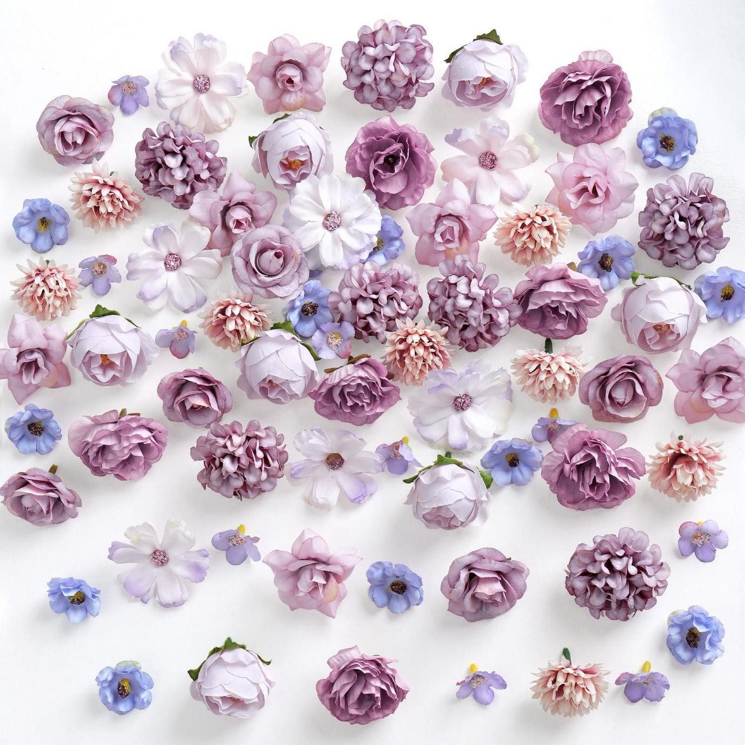 Kunstblume 100 Stk Kunstblumen 9 Typen Lila 2-4.8cm Basteln, LuxusKollektion