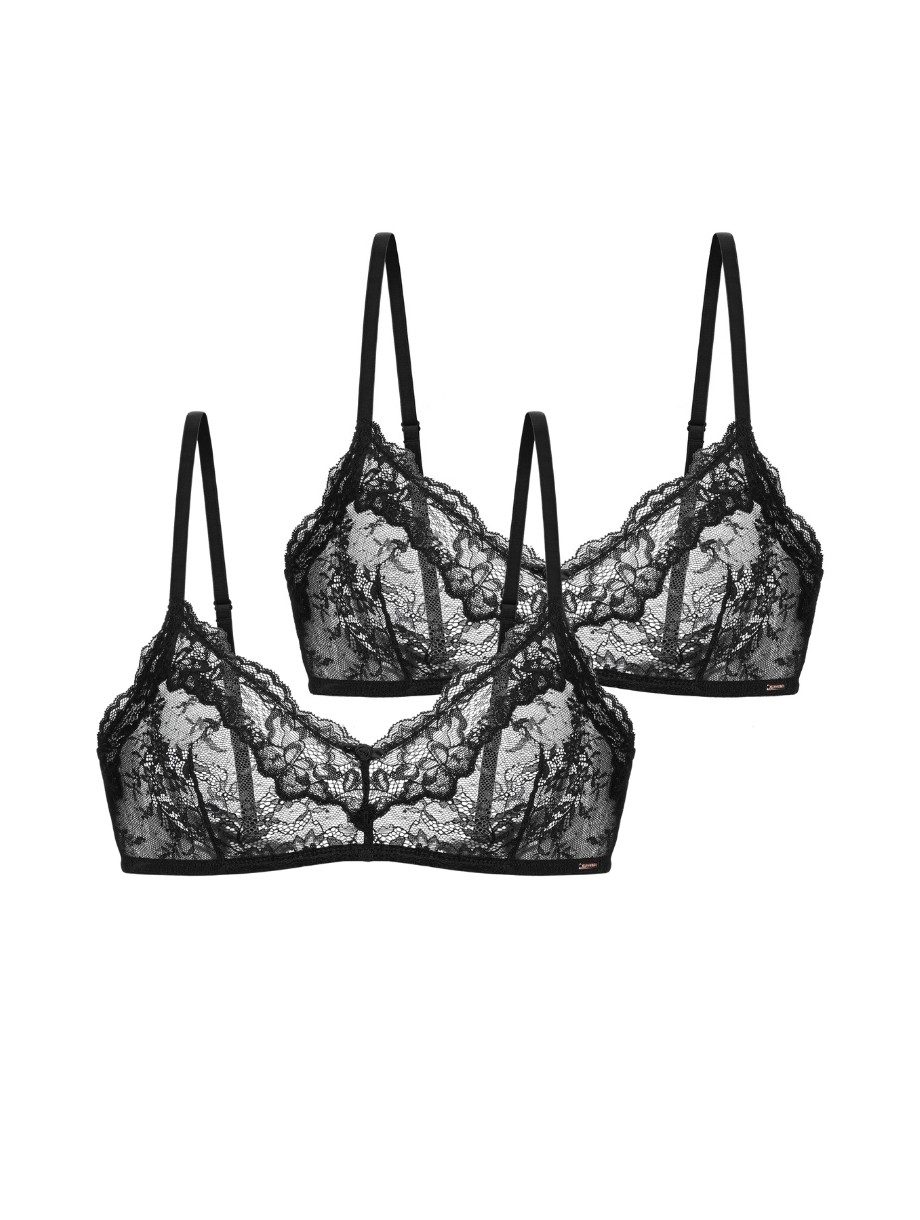 Dorina Bralette-BH ORIGINS-2PP (2er Pack) durchgehende Spitze mit Spitzenbesatz an den Körbchen, ohne Bügel