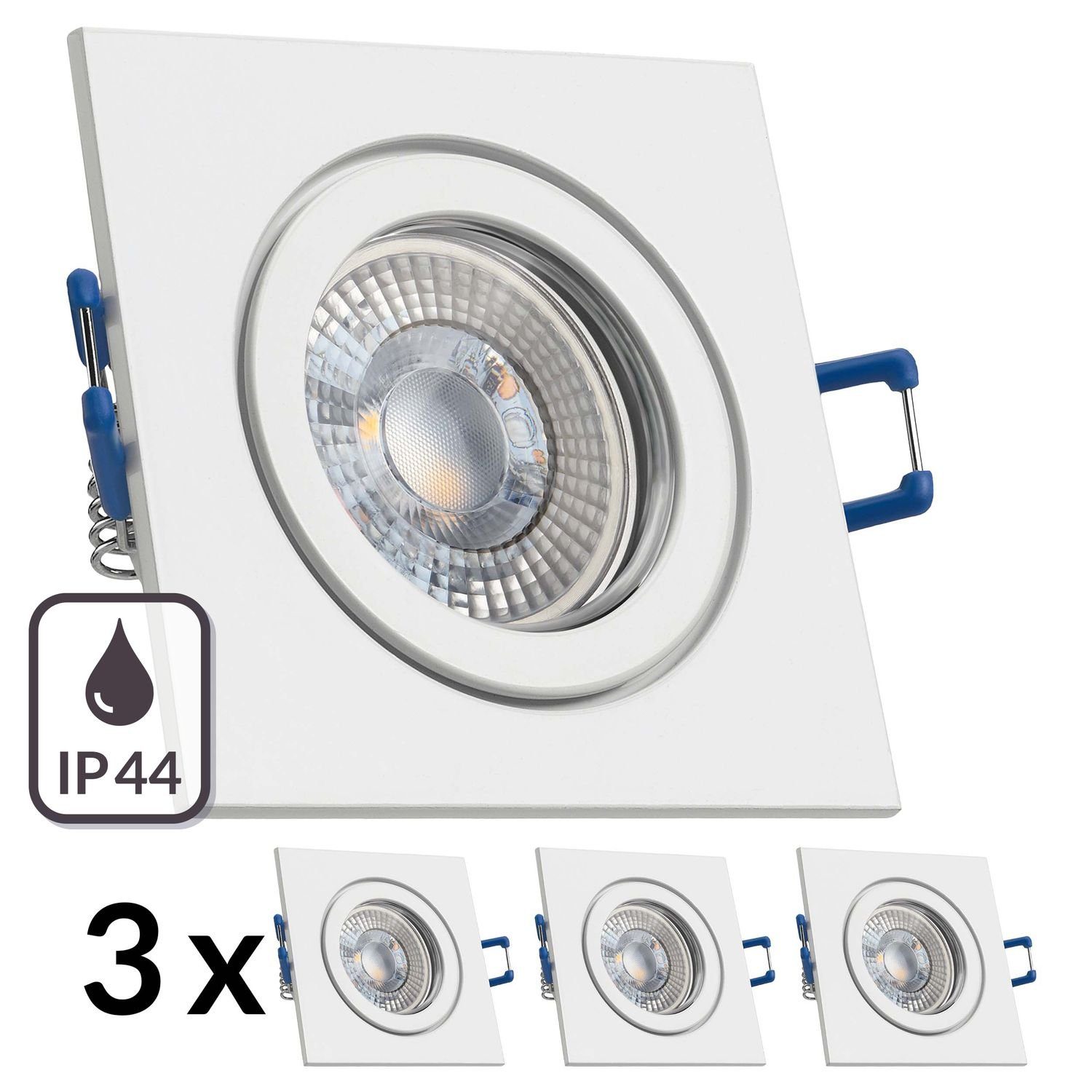 IP44 flach LEDANDO weiß LED LED Set von 3er 3W extra Einbaustrahler in Einbaustrahler LED mit RGB