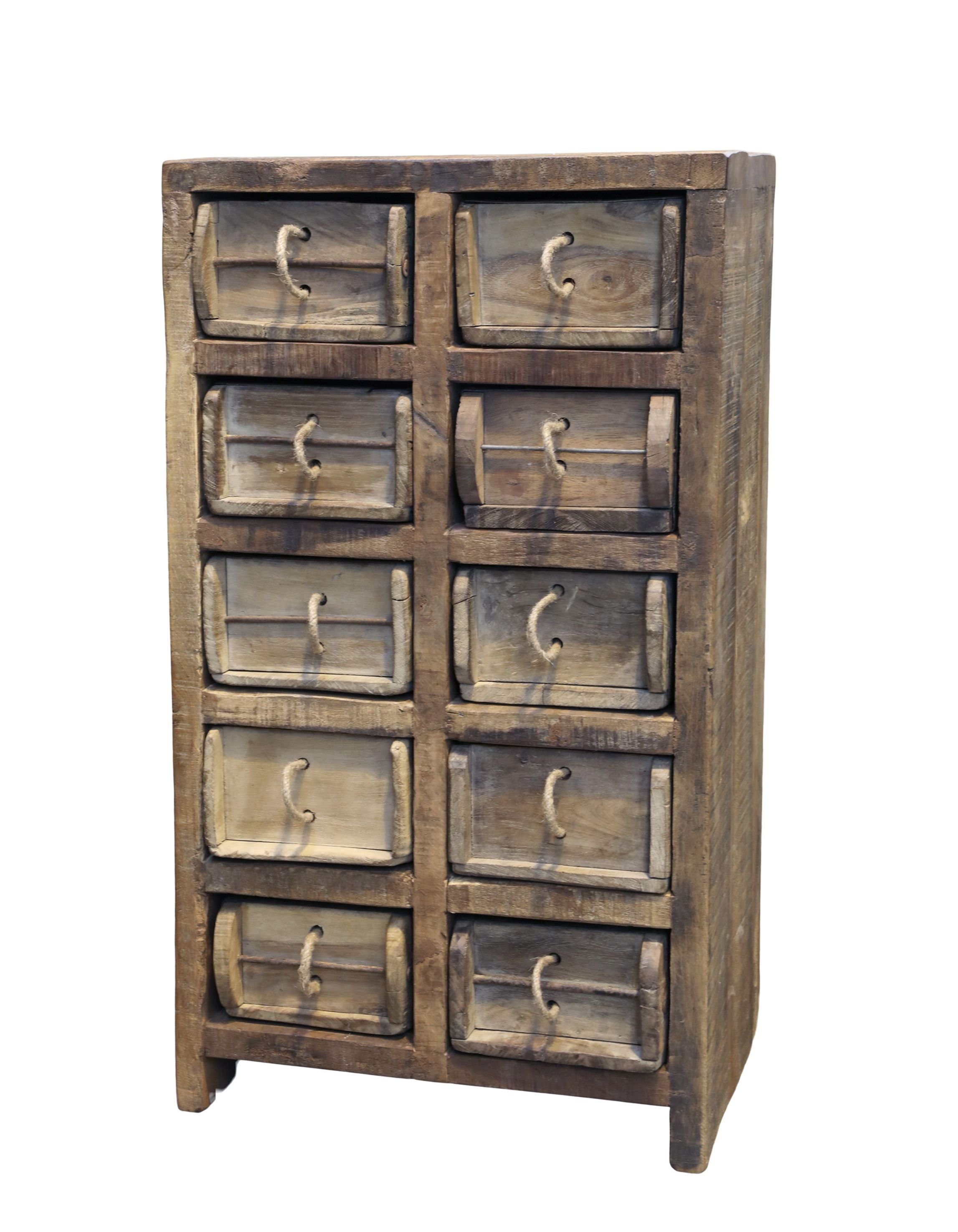 Chic Antique Kommode Kommode Schrank mit 10 Backsteinformen Schubladen Holz Chic Antique