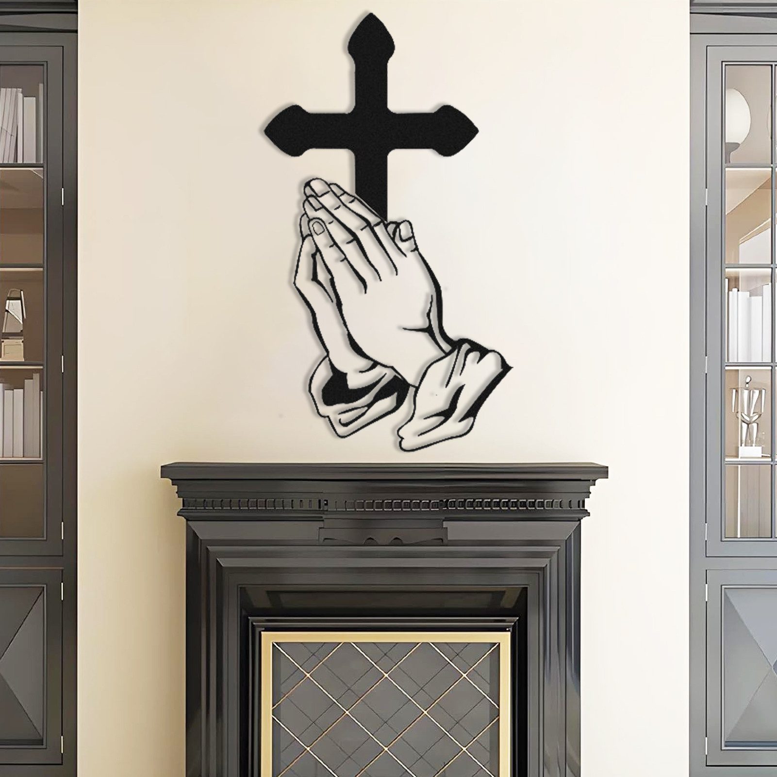 Jumpeak Wanddekoobjekt wanddekoration metall,Kreuz,Gebet,Christentum,wall art,AbstrakteKunst (Gefalteten Händen beten wanddekoration,93x53cm), wanddekoration wohnzimmer,Metallprodukte,4 Farben,Religiöse Kultur
