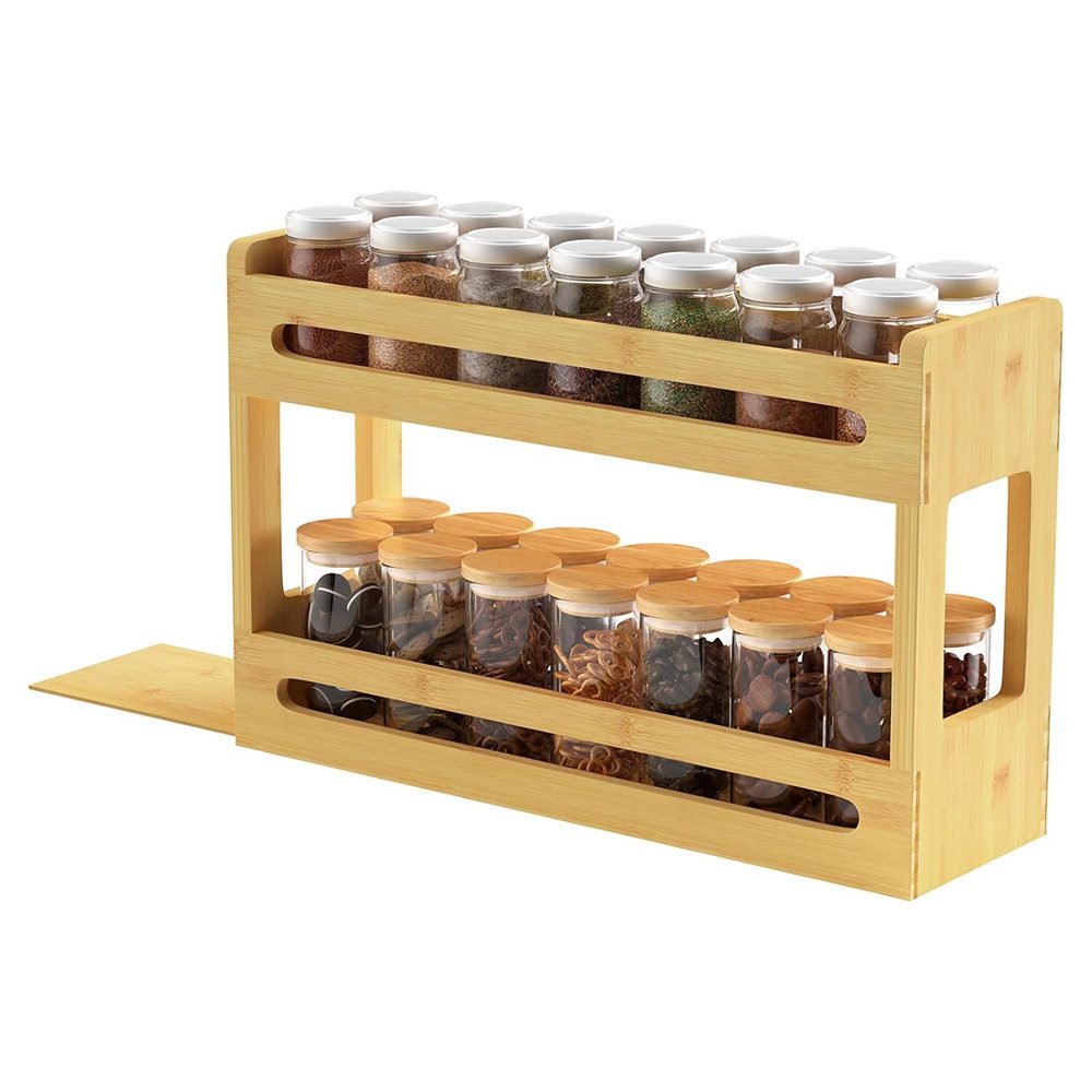 Gewürzregal 2 Etagen Gewürzregal aus Bambus