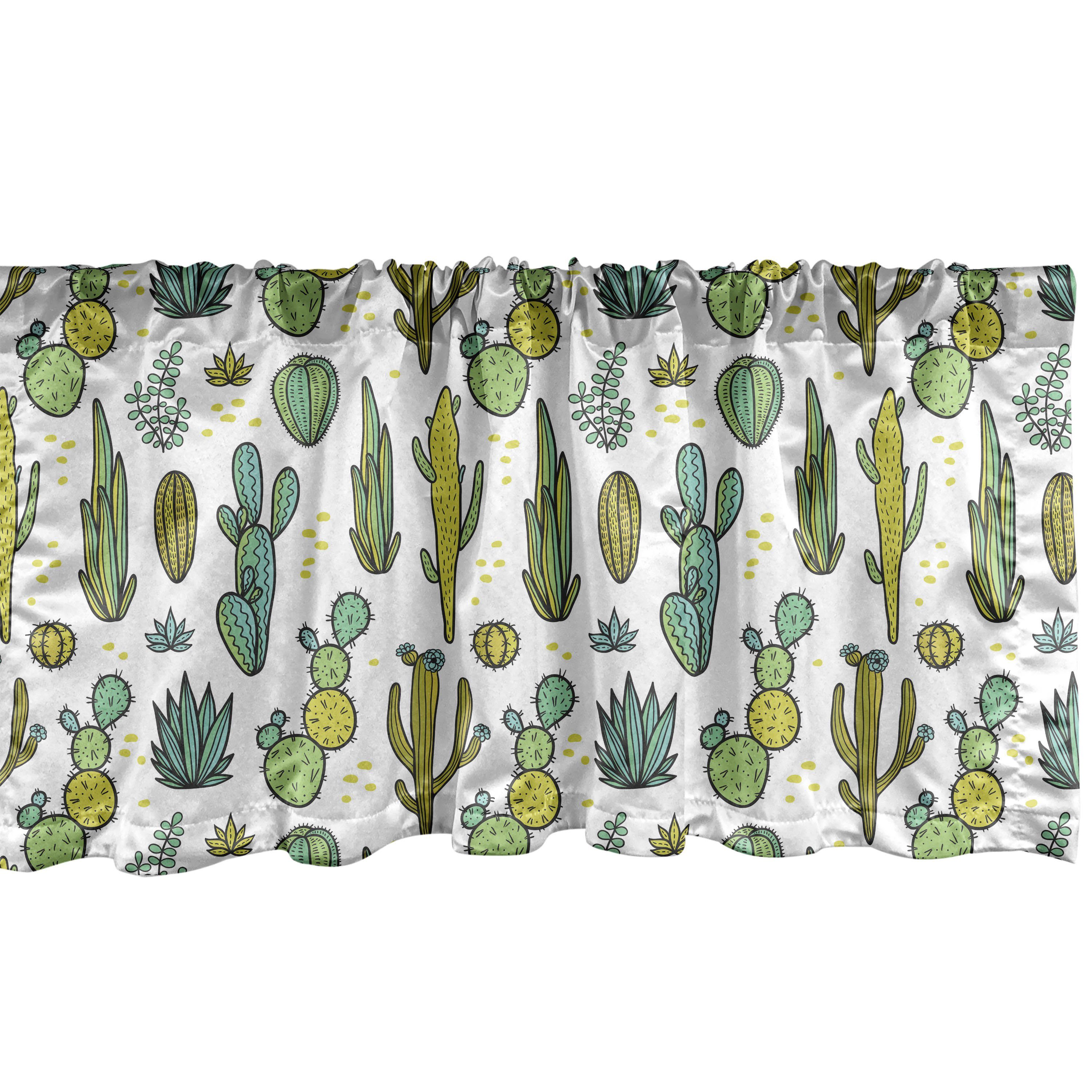 Scheibengardine Vorhang Volant für Küche Schlafzimmer Dekor mit Stangentasche, Abakuhaus, Microfaser, Kaktus Tropisches Laub Motiv