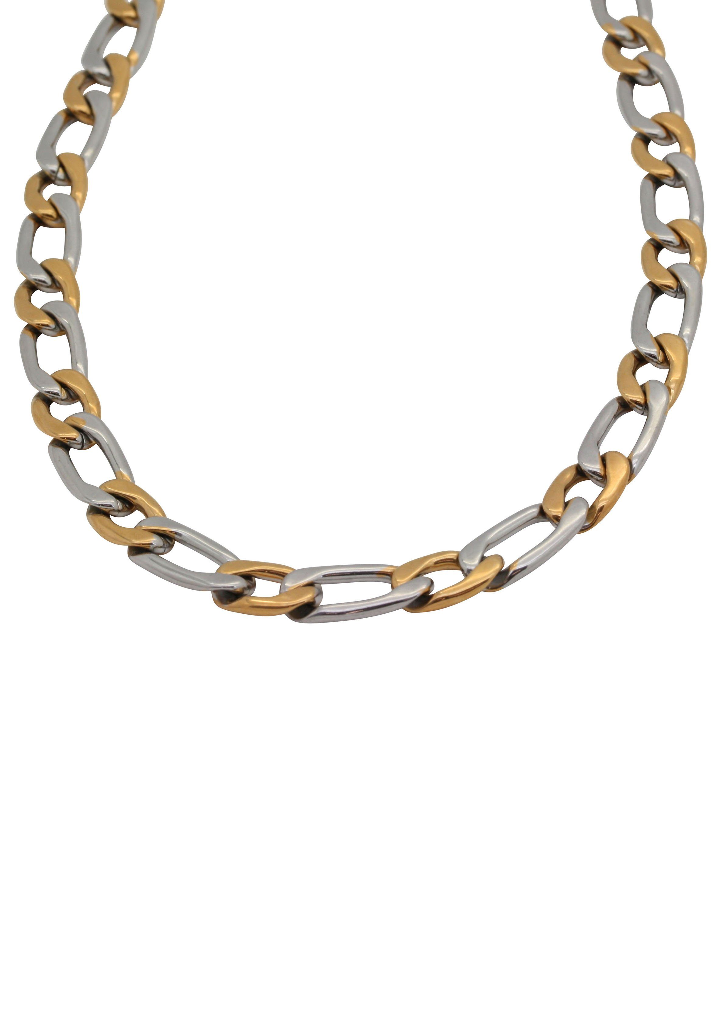 Firetti Edelstahlkette Schmuck Geschenk Panzer-/Figarokette, bicolor, ca. 7,47 mm breit, Made in Germany