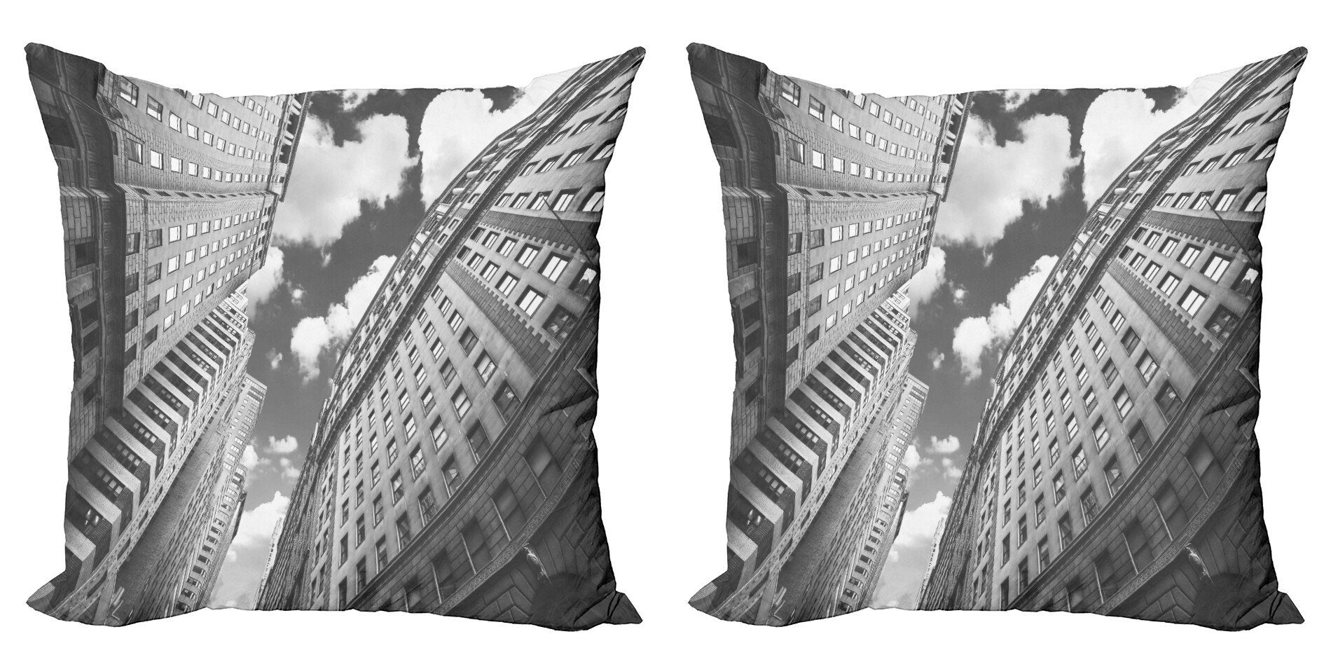 Kissenbezüge Modern Accent Doppelseitiger Digitaldruck, Abakuhaus (2 Stück), Schwarz-Weiss Sky in Manhattan