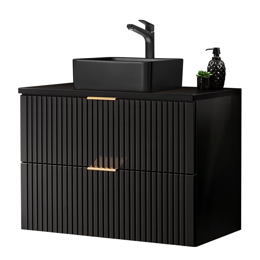 Lomadox Waschtisch ADELAIDE-56-BLACK, schwarzem Aufsatzwaschbecken in günstig online kaufen