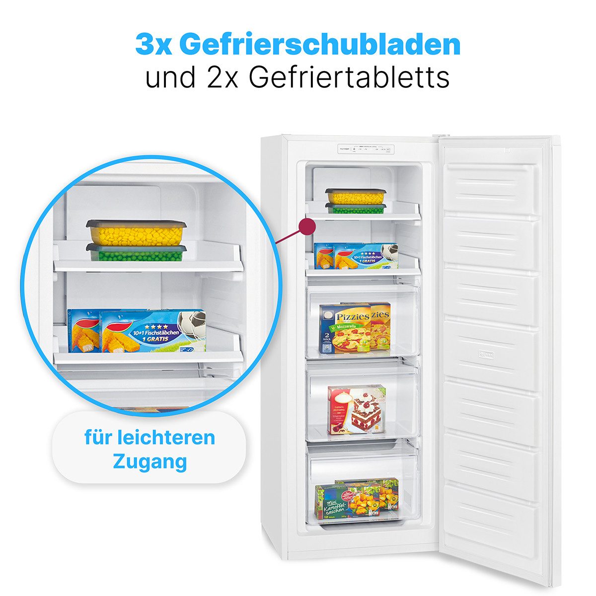 BOMANN Gefrierschrank GS 7362, 143 cm hoch, 54 cm breit, 161L, Total No Frost - nie wieder abtauen