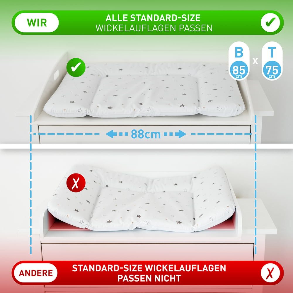 FLIPLINE® Wickeltisch Hemnes Installation in 2 min. mit Doppel-Befestigung (27-tlg), Wickeltischaufsatz zeitloses Design Kommode Windeln wechseln Hemnes – Bild 4 von 5