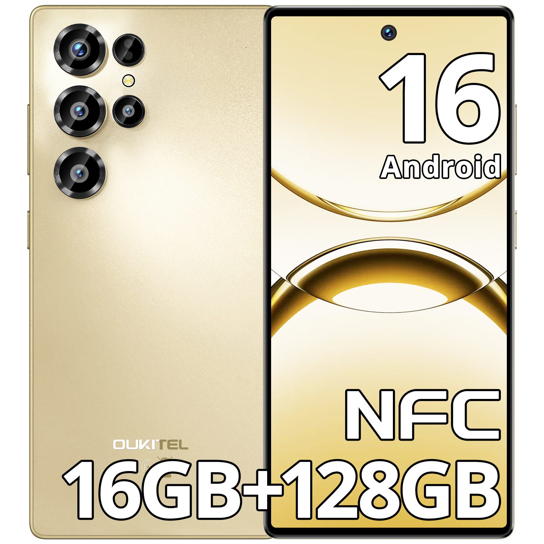 OUKITEL C66 Handy Ohne Vertrag Android 16 Smartphone (17,09 cm/6.73 Zoll, 128 GB Speicherplatz, 64 MP Kamera, 5000mAh, 16(4+12)GB+128GB /1TB, 6.73" HD+ 120Hz, Dual SIM/ OTG/ GPS)