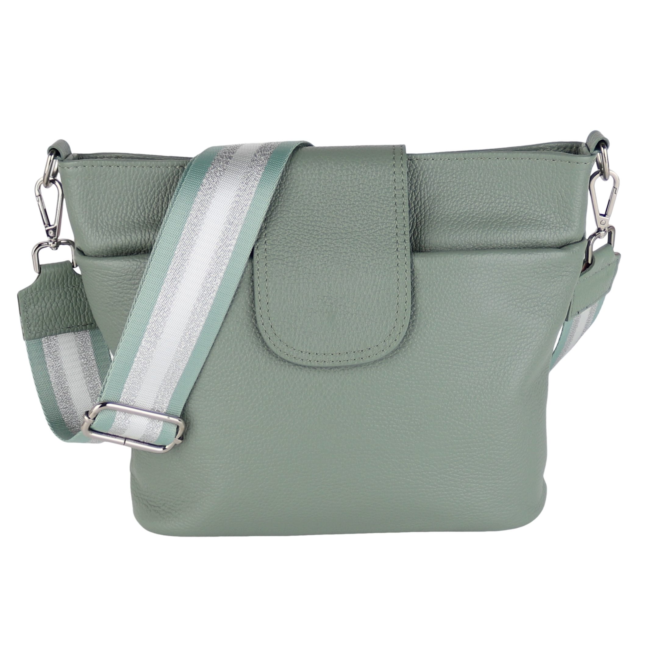 MIRROSI Umhängetasche Damen, Crossbody Bag, Echtleder Made in Italy (1 Tasche 2 Gurte), verstellbaren Schulterriemen), 30x24,50x9cm (BXHXT) viel Stauraum