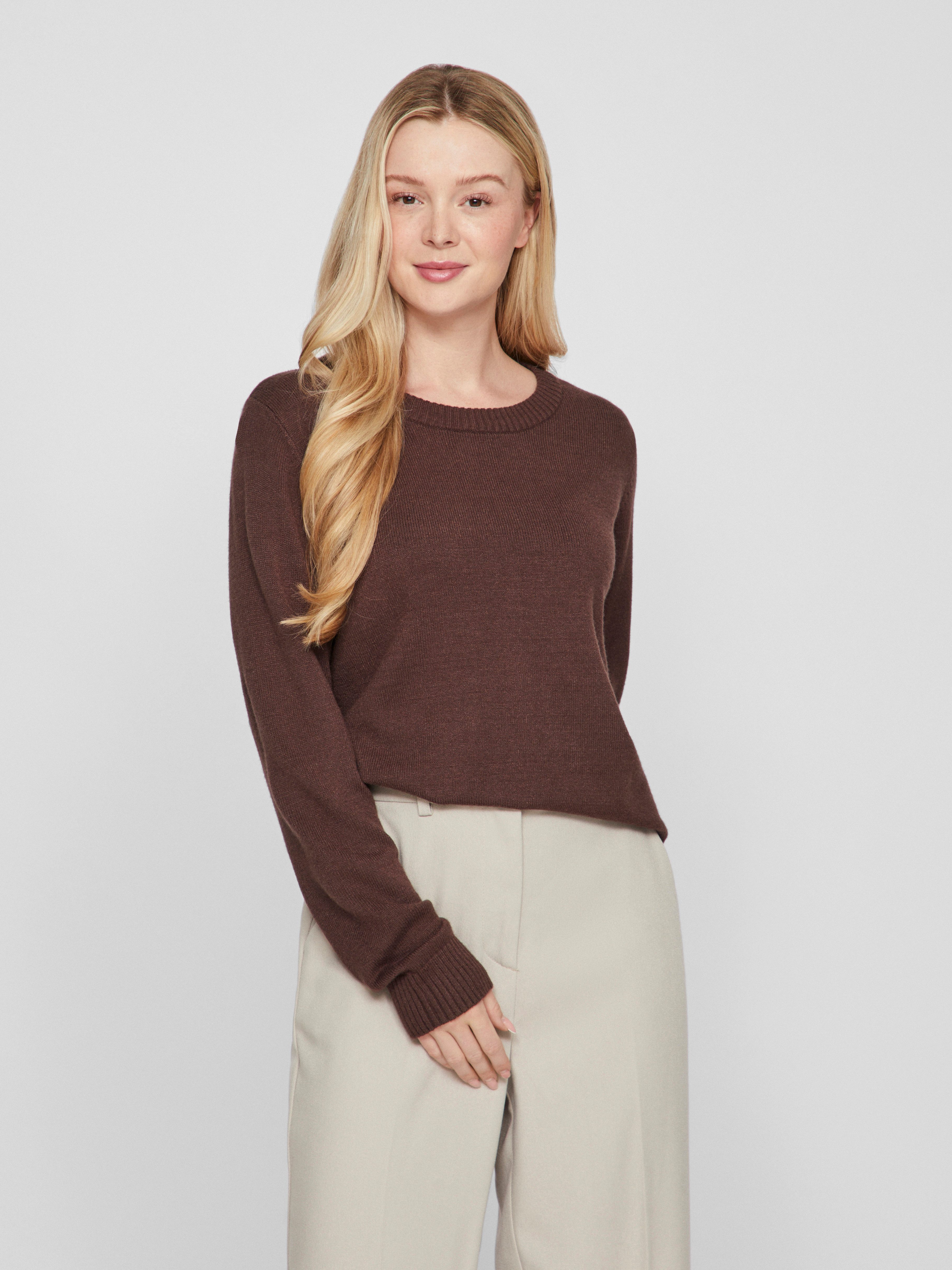 Vila Rundhalspullover VIRIL O-NECK L/S KNIT TOP - NOOS Viskosemischung, regular fit