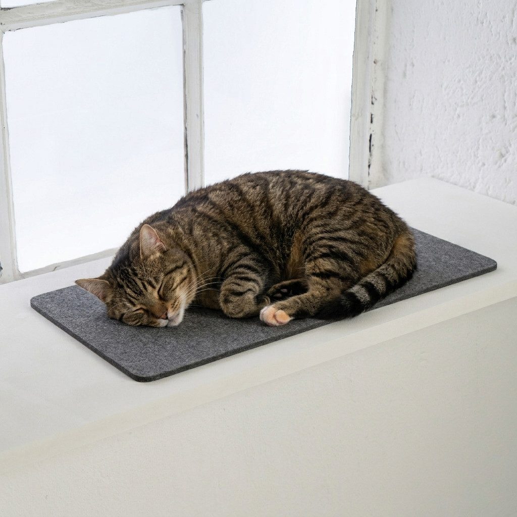 LucyBalu Katzenliege Katzen Fensterbrettauflage aus Wollfilz, Katzen Liegematte Fensterbank