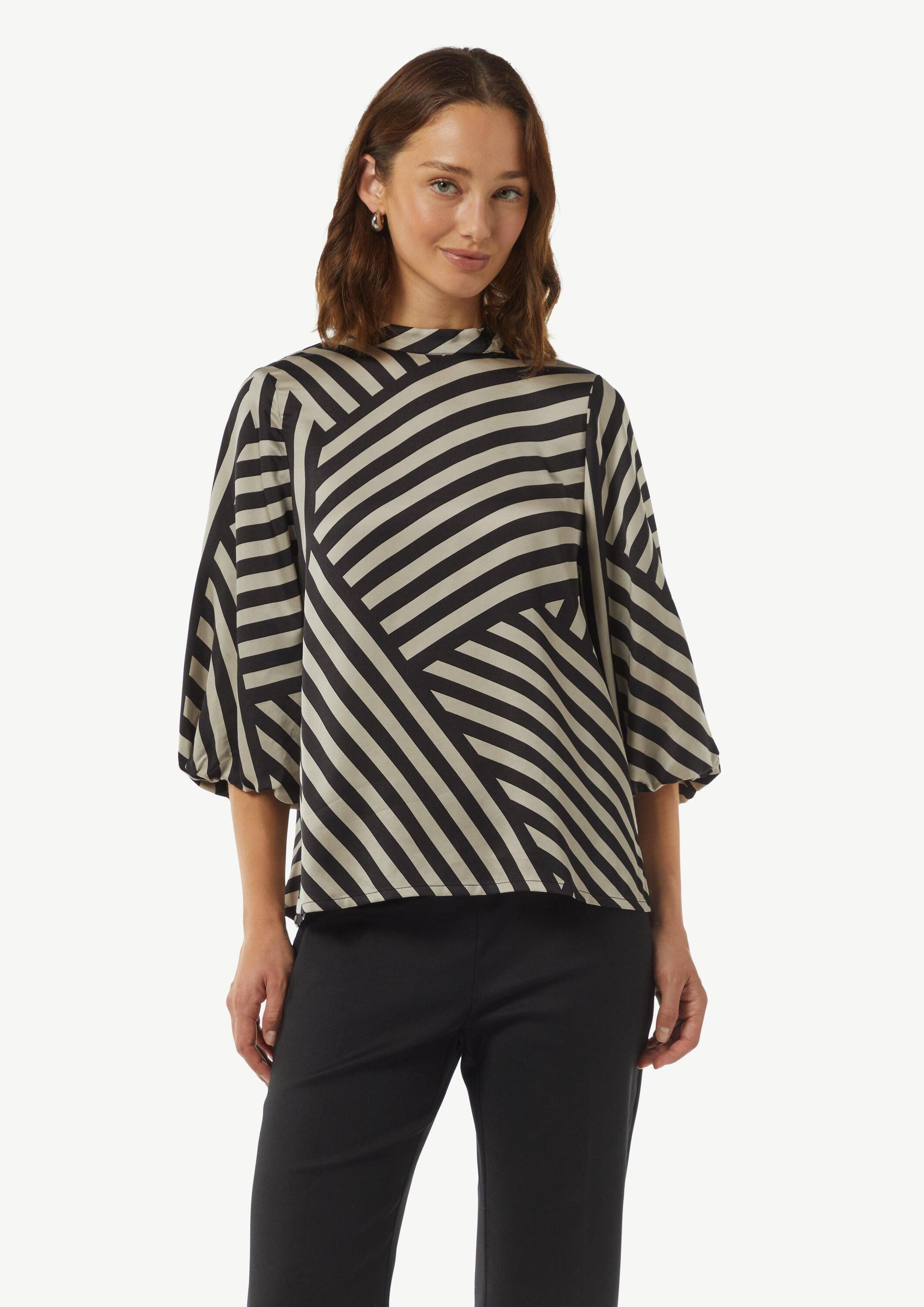 comma Kurzarmbluse Bluse Satin-Bluse mit Stehkragen günstig online kaufen