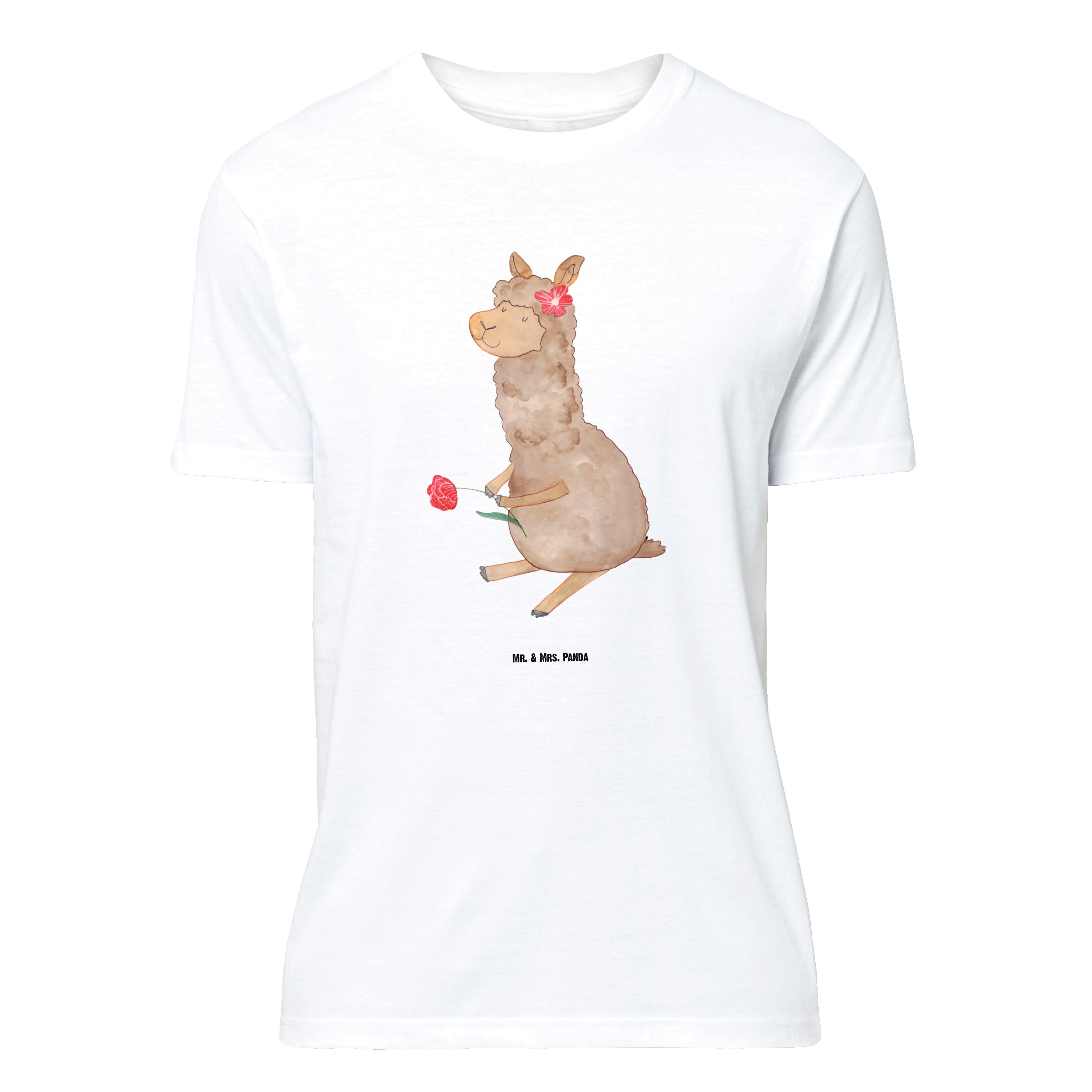 T-Shirt Alpaka Blume, Größe M T-Shirt, Weiß, Lama, Herren, Geschenk, Spruch