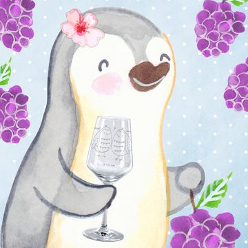 Mr. & Mrs. Panda Rotweinglas Eulen Liebe - Transparent - Geschenk, Hochwertige Weinaccessoires, Pä, Premium Glas, Luxuriöse Gravur