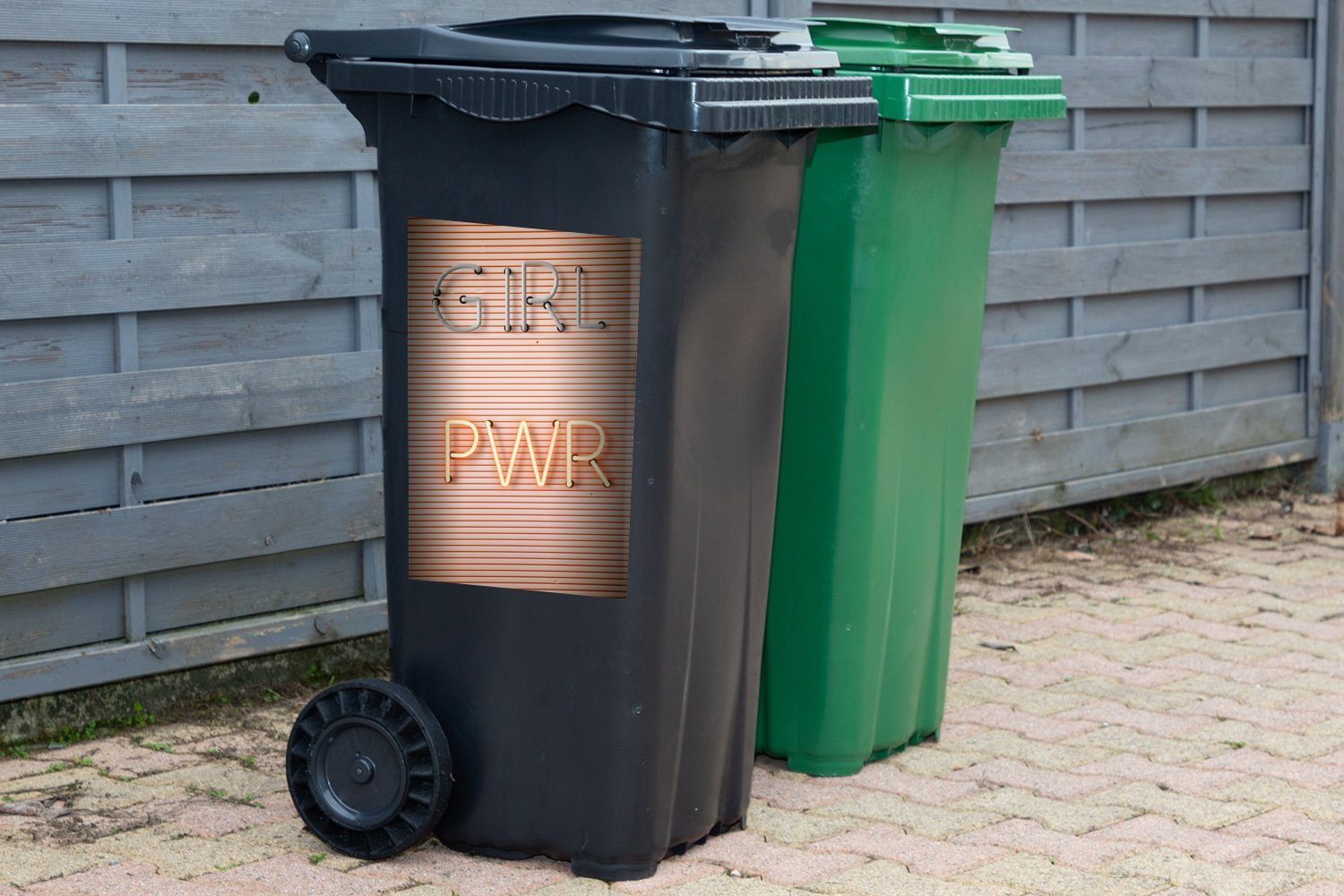 Wandsticker Abfalbehälter MuchoWow (1 Mülltonne, Mülleimer-aufkleber, Container, girlpower St), Sticker, von Neonlichter