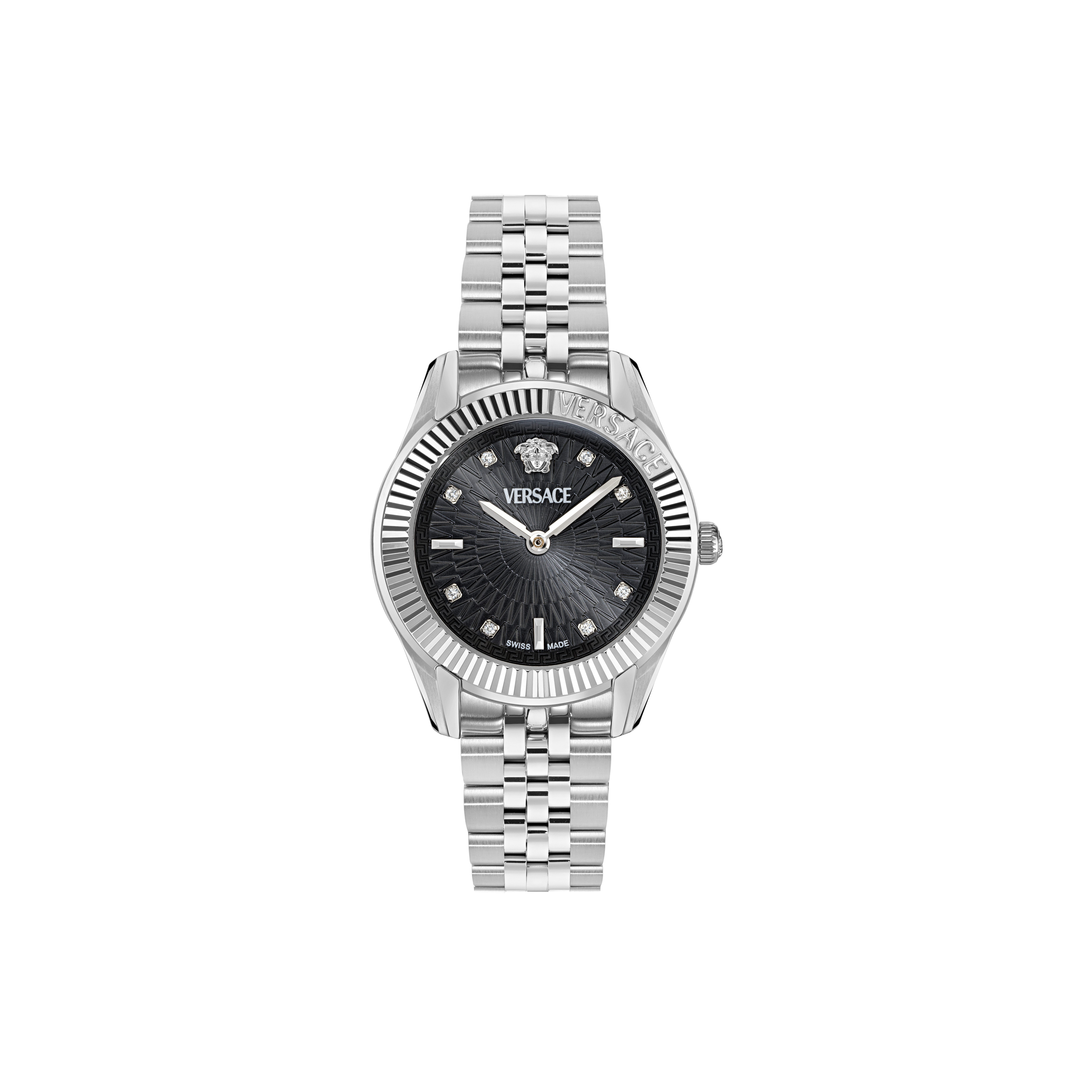 Versace Quarzuhr GRECA TIME VE9CA0525, Armbanduhr, Damenuhr, Swiss Made, Edelstahlarmband, analog, Diamant