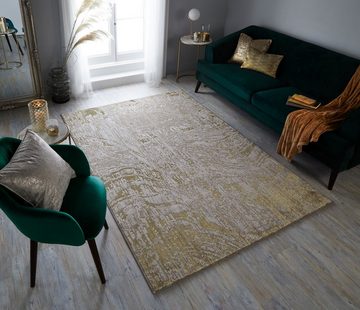 Teppich OUSE ESME Wohnzimmer Teppich in Metallischen Farben, KADIMA DESIGN, Rechteckig, Höhe: 12 mm