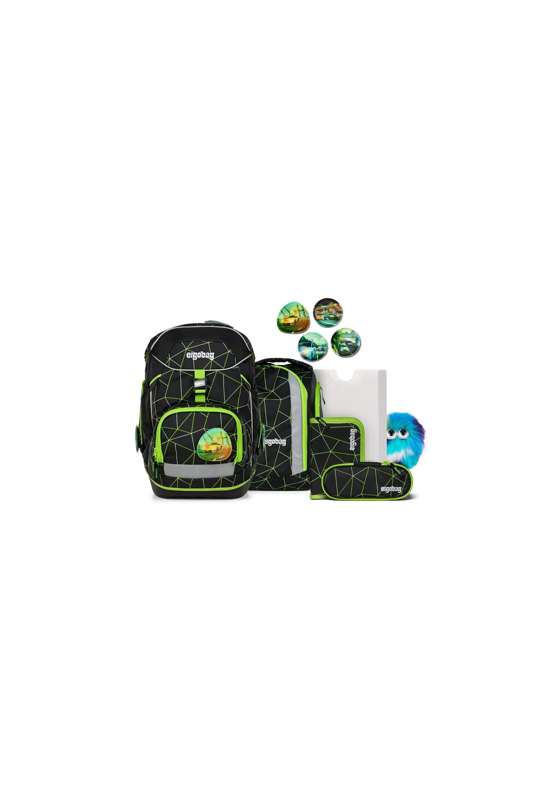 ergobag Ранці pack Set Bundle (7-tlg., 7-teiliges Set), verstellbarer Brustgurt