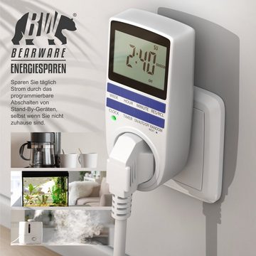 BEARWARE Zeitschaltuhr, digital, 2,1" LCD-Display, max. 3680W, 10 Programme, Zufallsschaltung