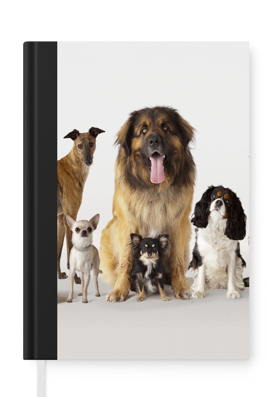 MuchoWow Notizbuch Gruppenbild von Hunden, Journal, Merkzettel, Tagebuch, Notizheft, A5, 98 Seiten, Haushaltsbuch
