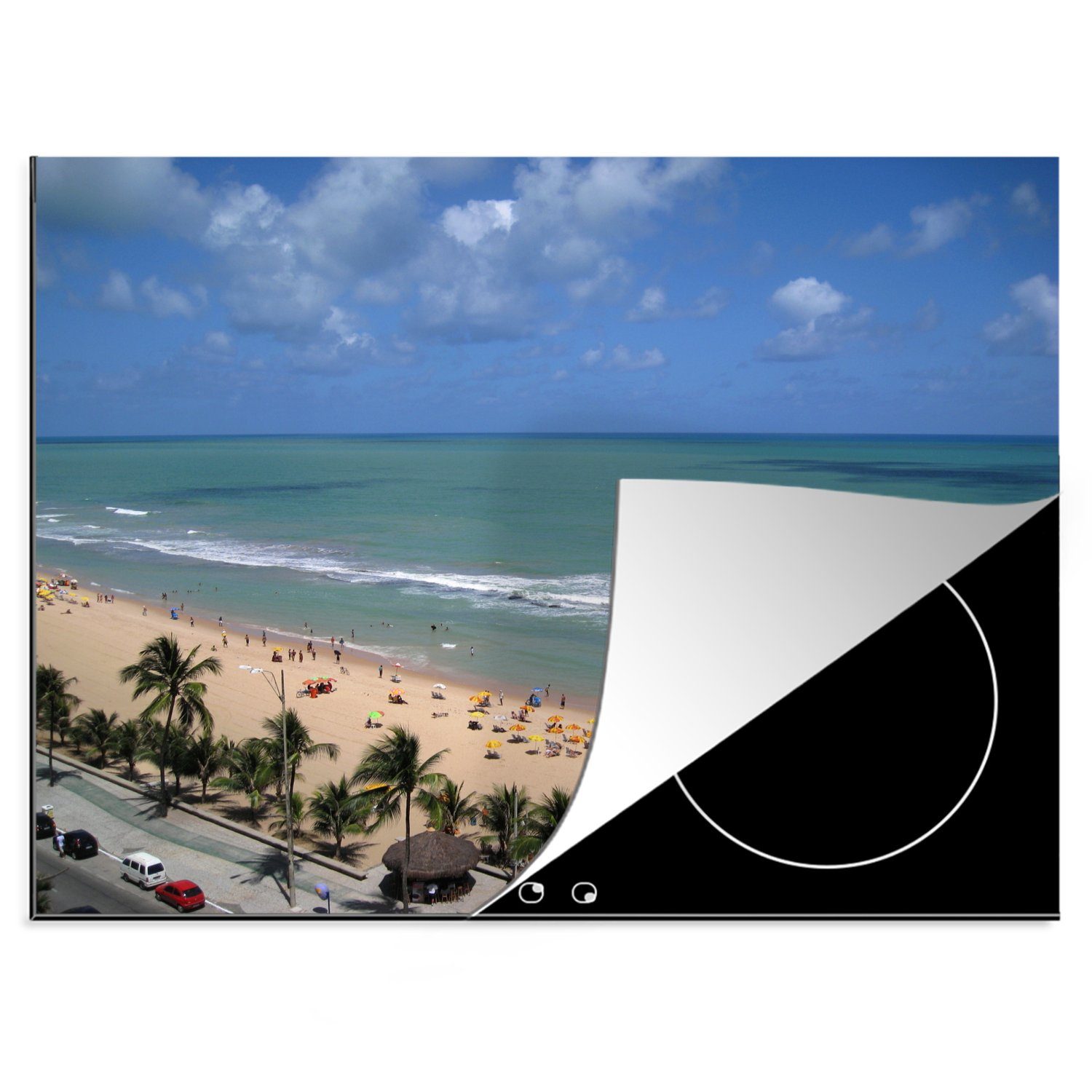 MuchoWow Herdblende-/Abdeckplatte Bao Viagem in Recife mit Palmen in Brasilien, Vinyl, (1 tlg), 70x52 cm, Mobile Arbeitsfläche nutzbar, Ceranfeldabdeckung