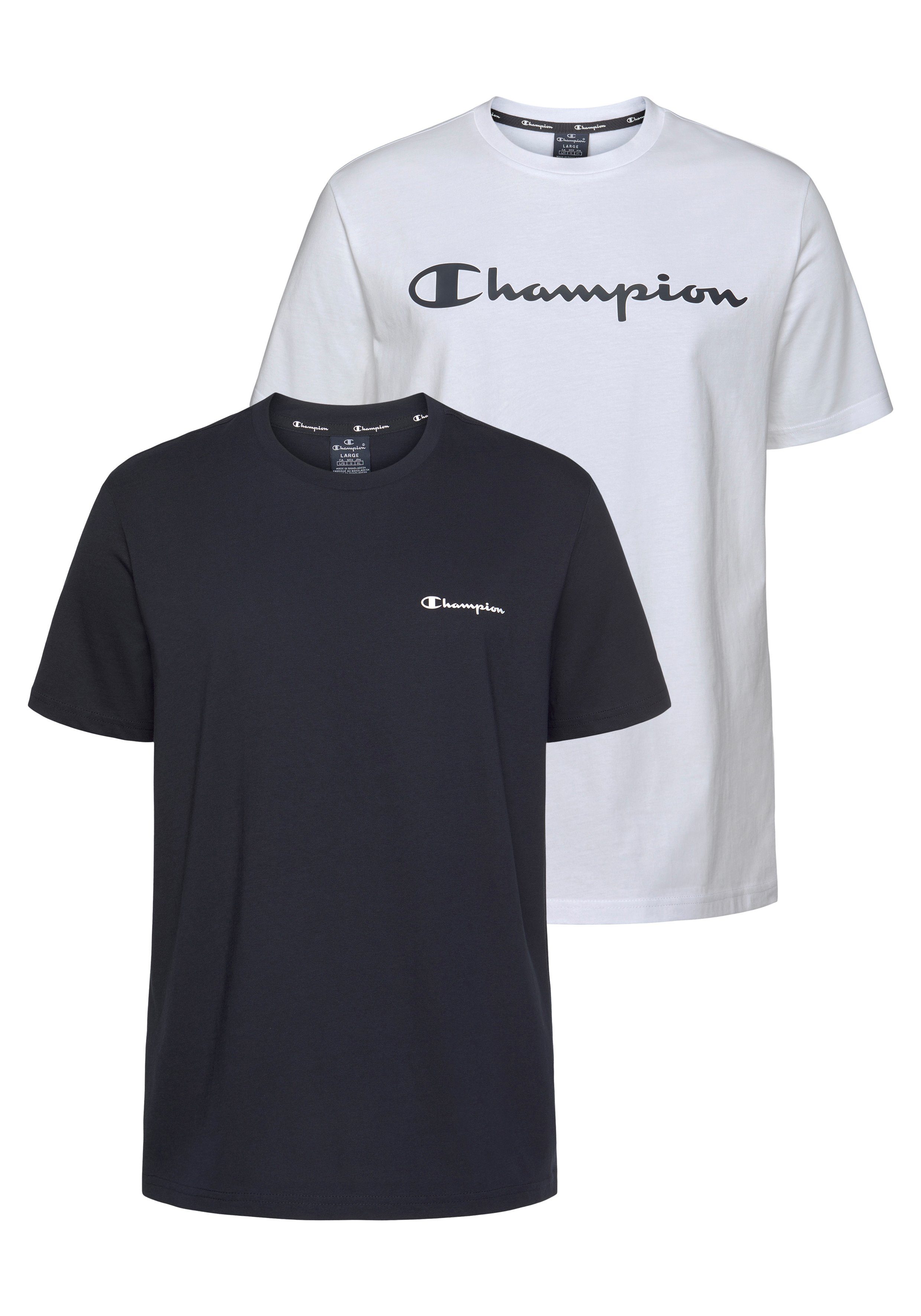 Champion T-Shirt (Packung, 2er-Pack) marine, weiß
