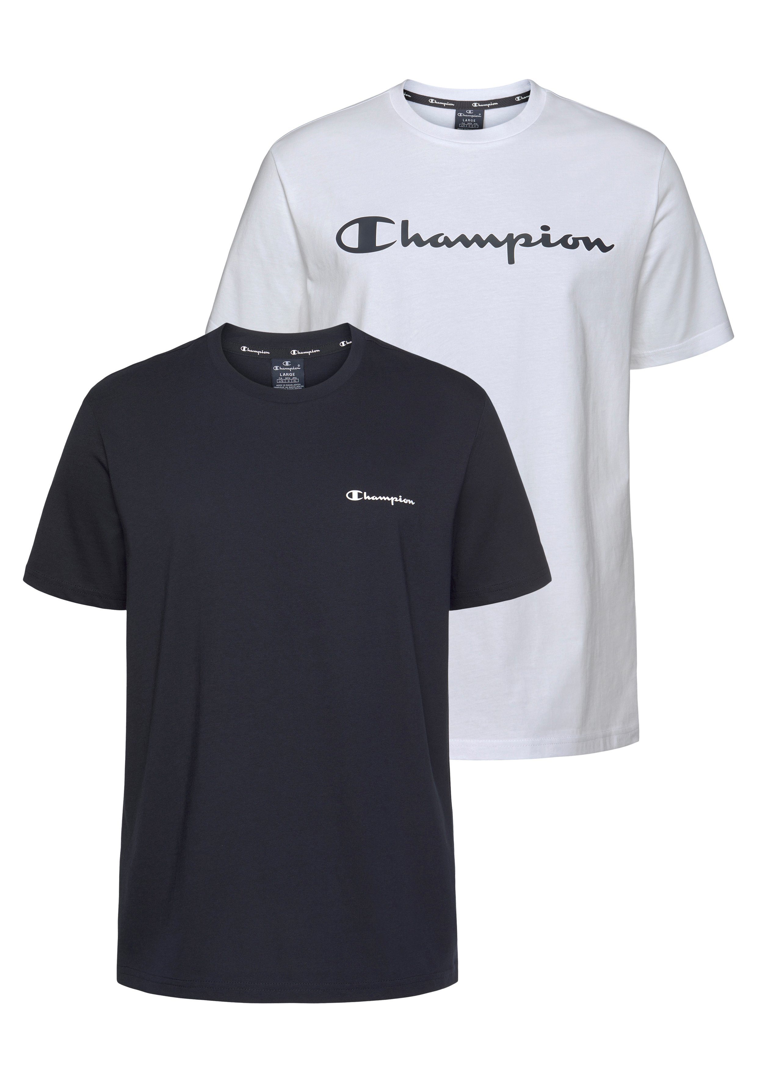 weiß 2er-Pack) Champion (Packung, marine, T-Shirt