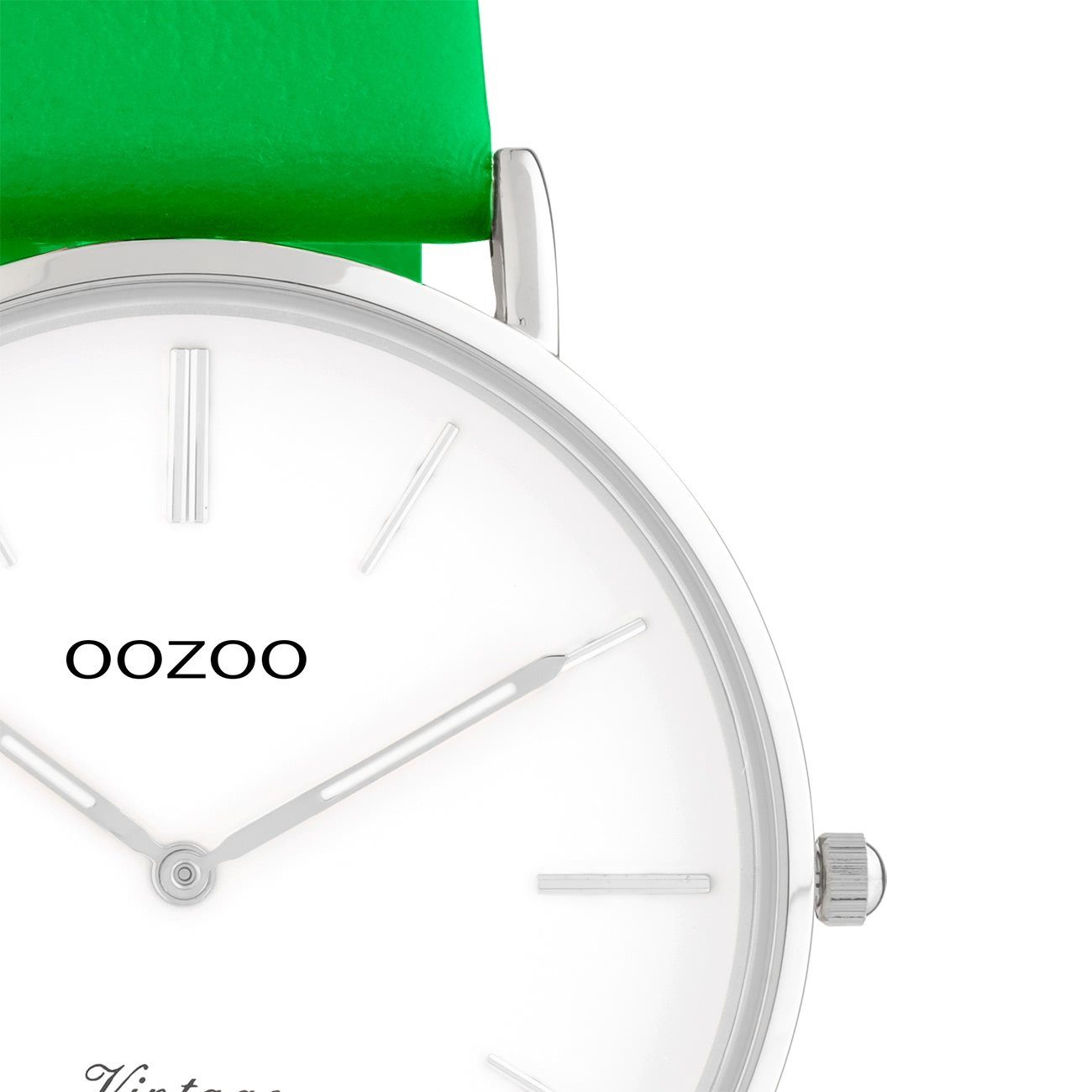 OOZOO Quarzuhr Oozoo Damen Armbanduhr Vintage Series, (Analoguhr), Damenuhr rund, groß (ca. 40mm), Lederarmband grün, Fashion