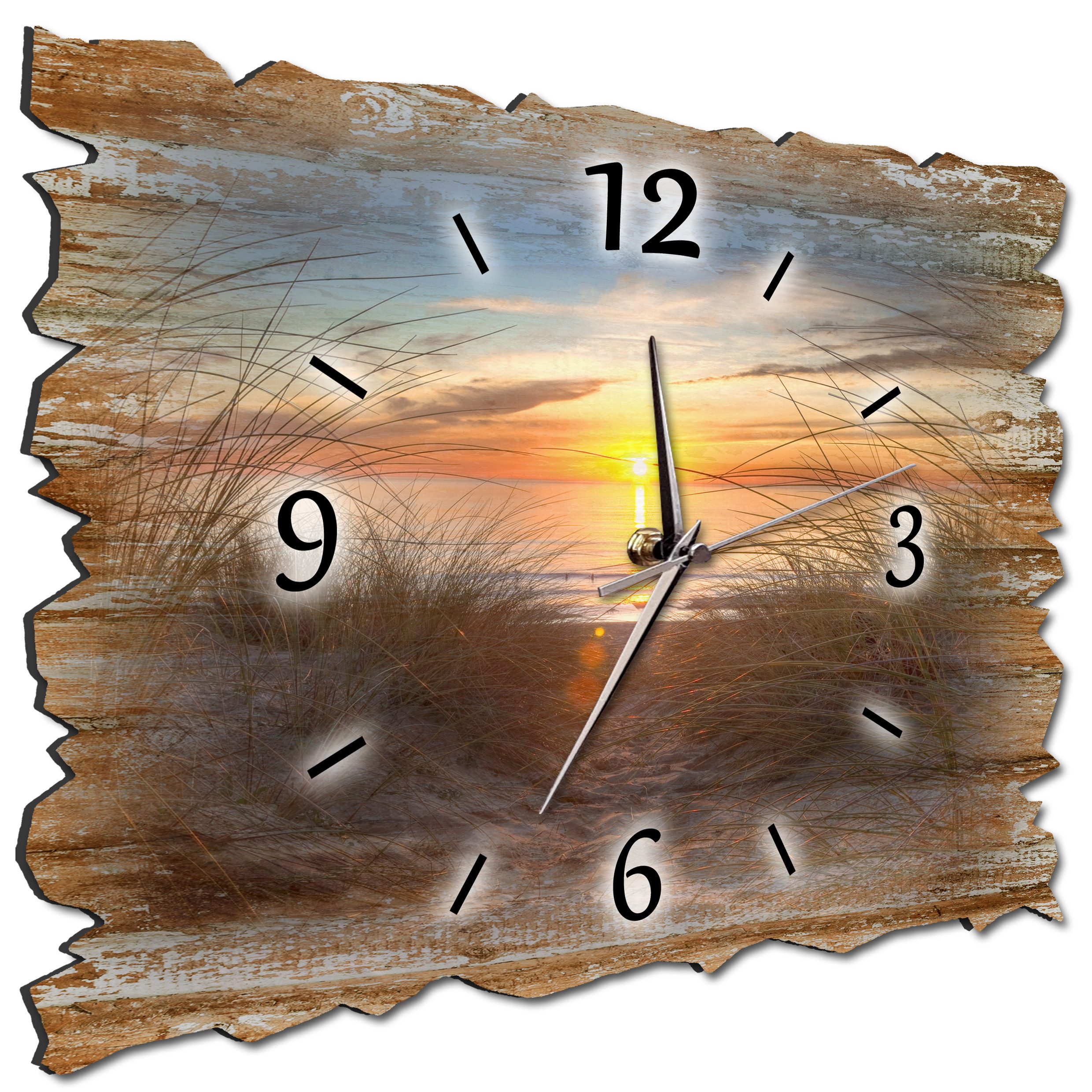Bilder-Manufaktur Wanduhr MF1-H3 BM Wanduhr Holz Funk Funkuhr oder Quarzuhr lautlos geräuschlos (BM, Funkuhr oder Quarzuhr, kein Ticken, lautlos, geräuschlos, gross)