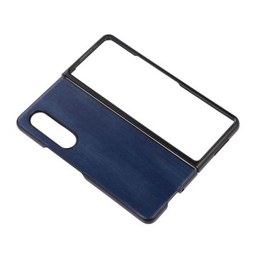 Wigento Handyhülle Für Samsung Galaxy Z Fold4 5G Kunstleder / Kunststoff Handy Tasche Hülle Etuis Blau