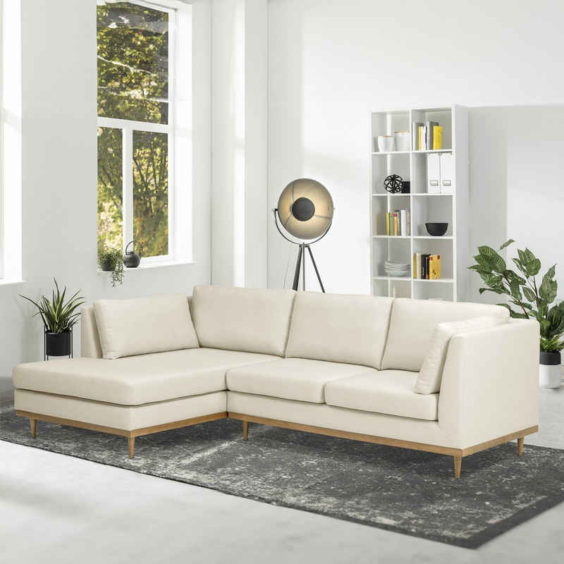 Max Winzer® Ecksofa Sofa Larsen Ecksofa links mit Sofa 2-Sitzer rechts Flachgewebe creme, 1 Stück, im skandinavischen Design