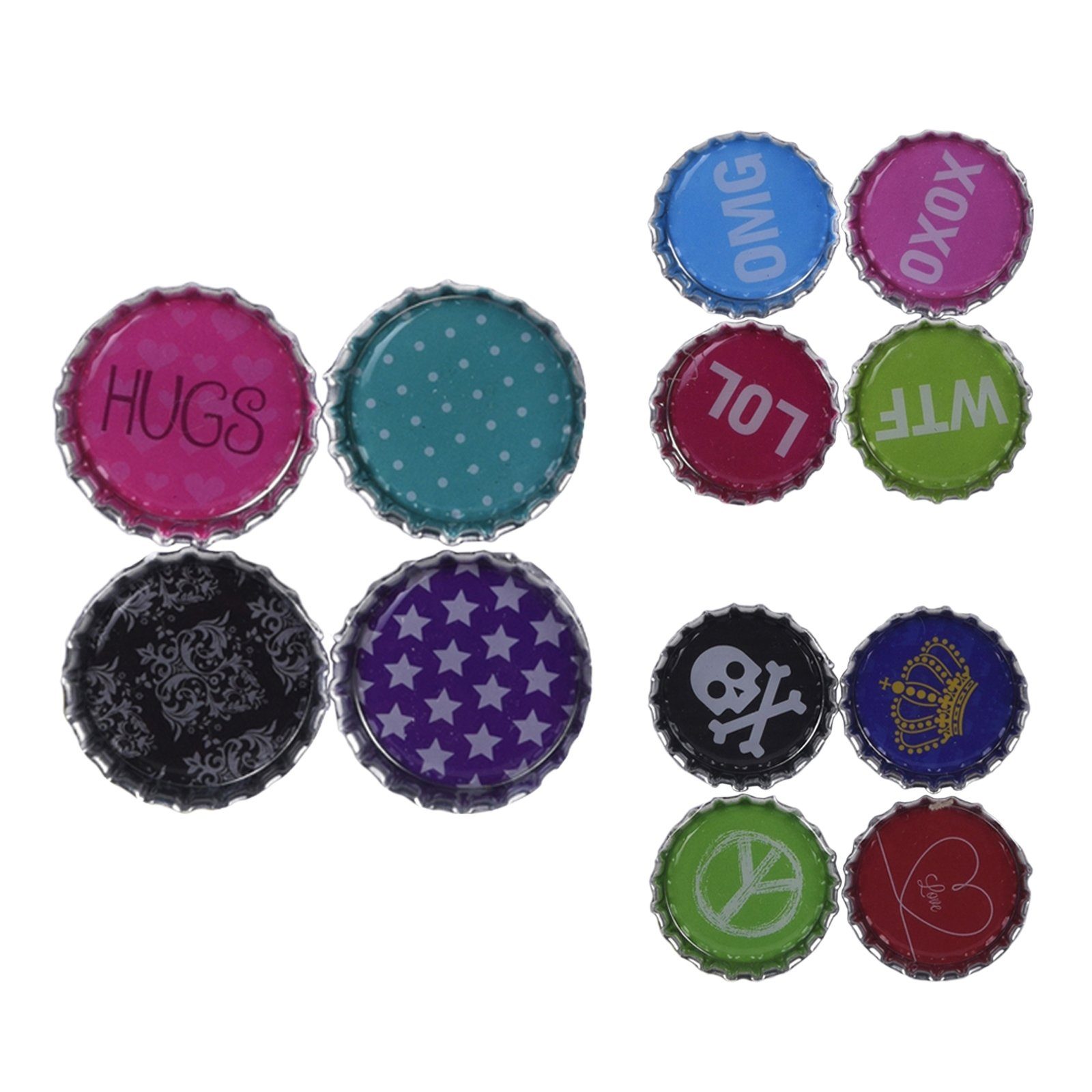 HTI-Living Magnet Magnete 4er Set, sortiert Kronkorken (Set, 4-St., 4 farbige Magnete), für Wandtafel, Memoboard und Kühlschrank
