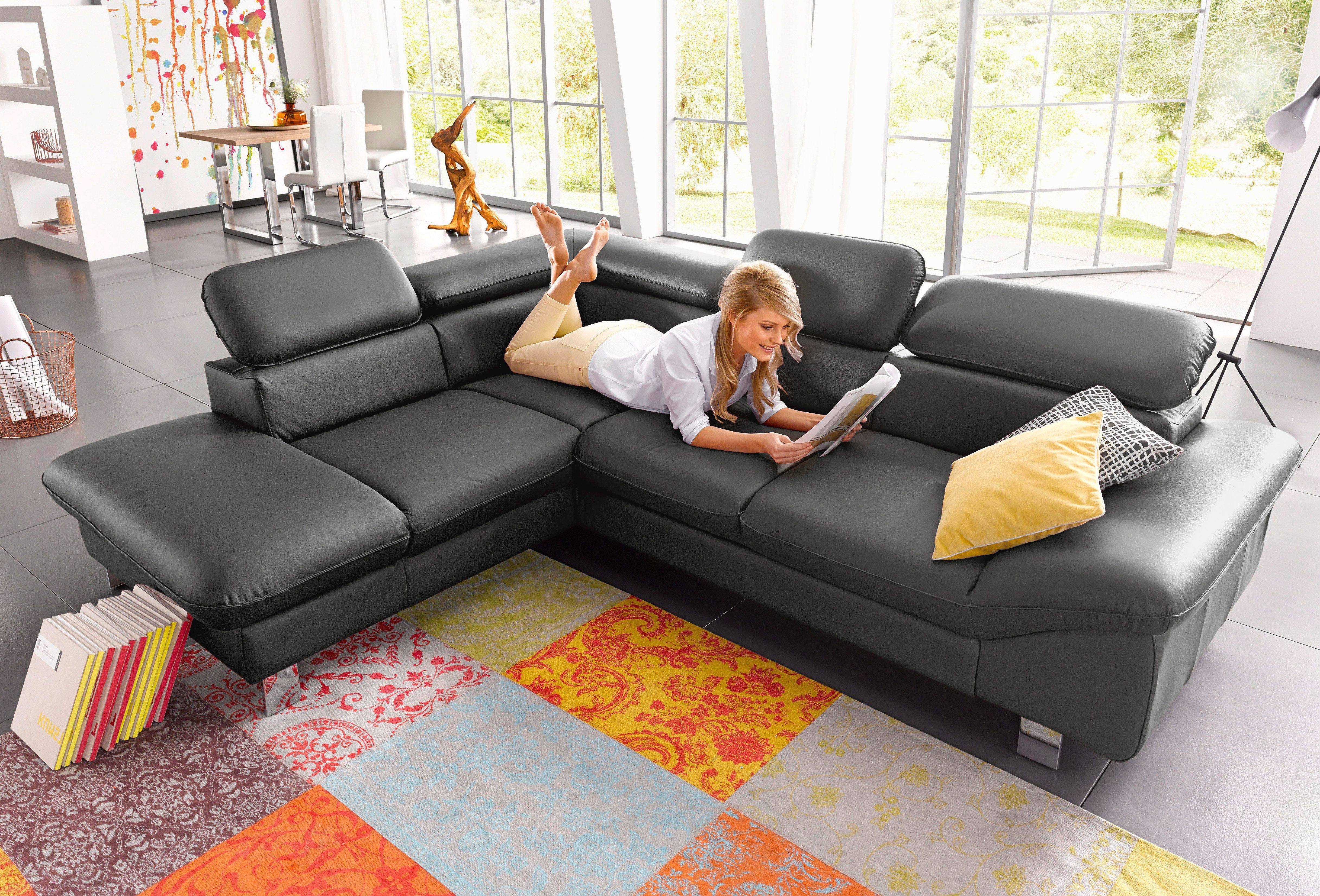 COTTA Ecksofa Driver L-Form, B: 265cm, moderne Couch, Wellenunterfederung, inkl. 3 x, Kopfteilverstellung, optional Schlaffunktion & Bettkasten