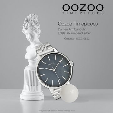 OOZOO Quarzuhr Oozoo Damen Armbanduhr Timepieces Analog, Damenuhr rund, groß (ca. 40mm) Edelstahlarmband, Fashion-Style