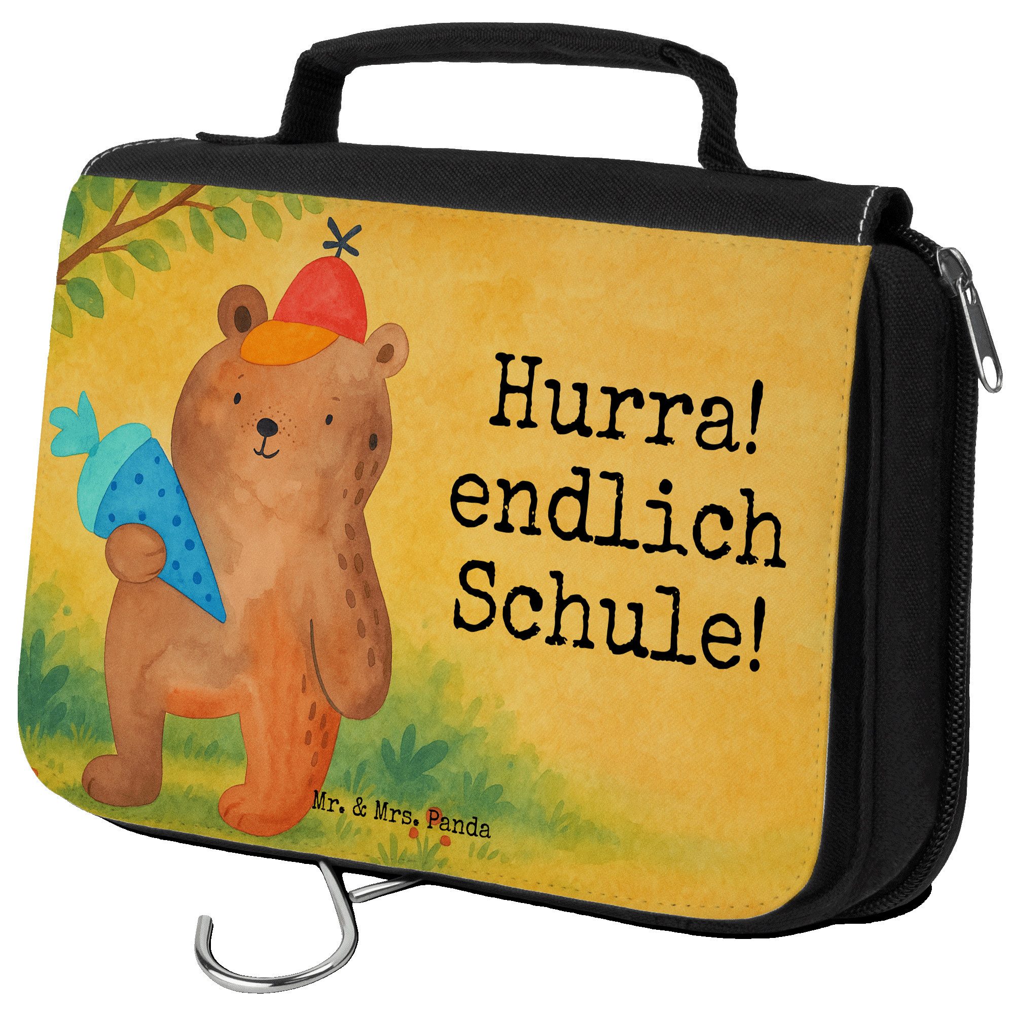 Kulturbeutel Bär Schultüte Design, Kulturtasche, Weiß, Erster Schultag Geschenk, b