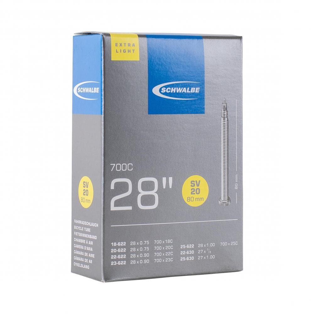 Fahrradschlauch Schwalbe Schlauch SV20 extra leicht 28x7/8-28x3/4" 18/25-622/630 SV 80