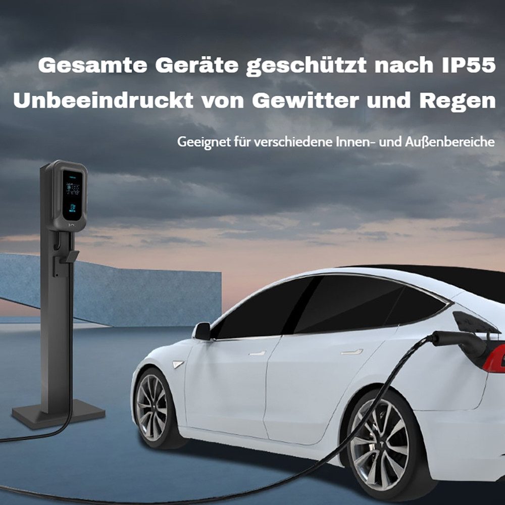 Tekoo Elektroauto-Ladestation 7kW, 1-Phasig, Typ 2 Kabel 5m, App & RFID, Wallbox, AC-Ladestation 7kW / 32A, 1, Komplettset, Inklusive Ladekabel und 2 RFID-Karten, 7kW Schnellladung, Smarte App-Steuerung, IP55 Wetterfest