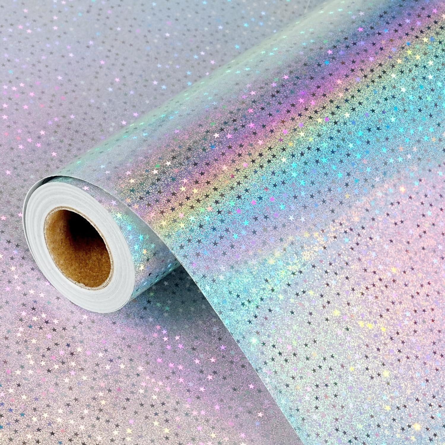 LuxusKollektion Geschenkpapier Geschenkpapier Holografisch Silber Sterne 43x10m