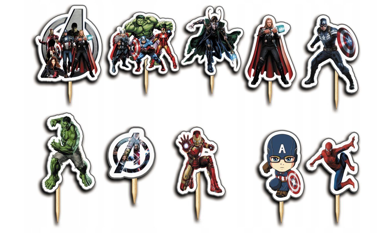 dodo Tortenstecker AVENGERS Topper Set 10 Stk Geburstag Torten Deko Kuchen Junge