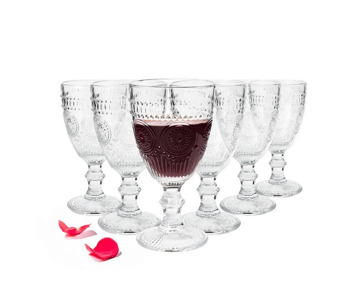 Sendez Weinglas 6 Weingläser 310ml auf Fuß Sonne Weißweingläser Rotweingläser, 6-tlg., Glas