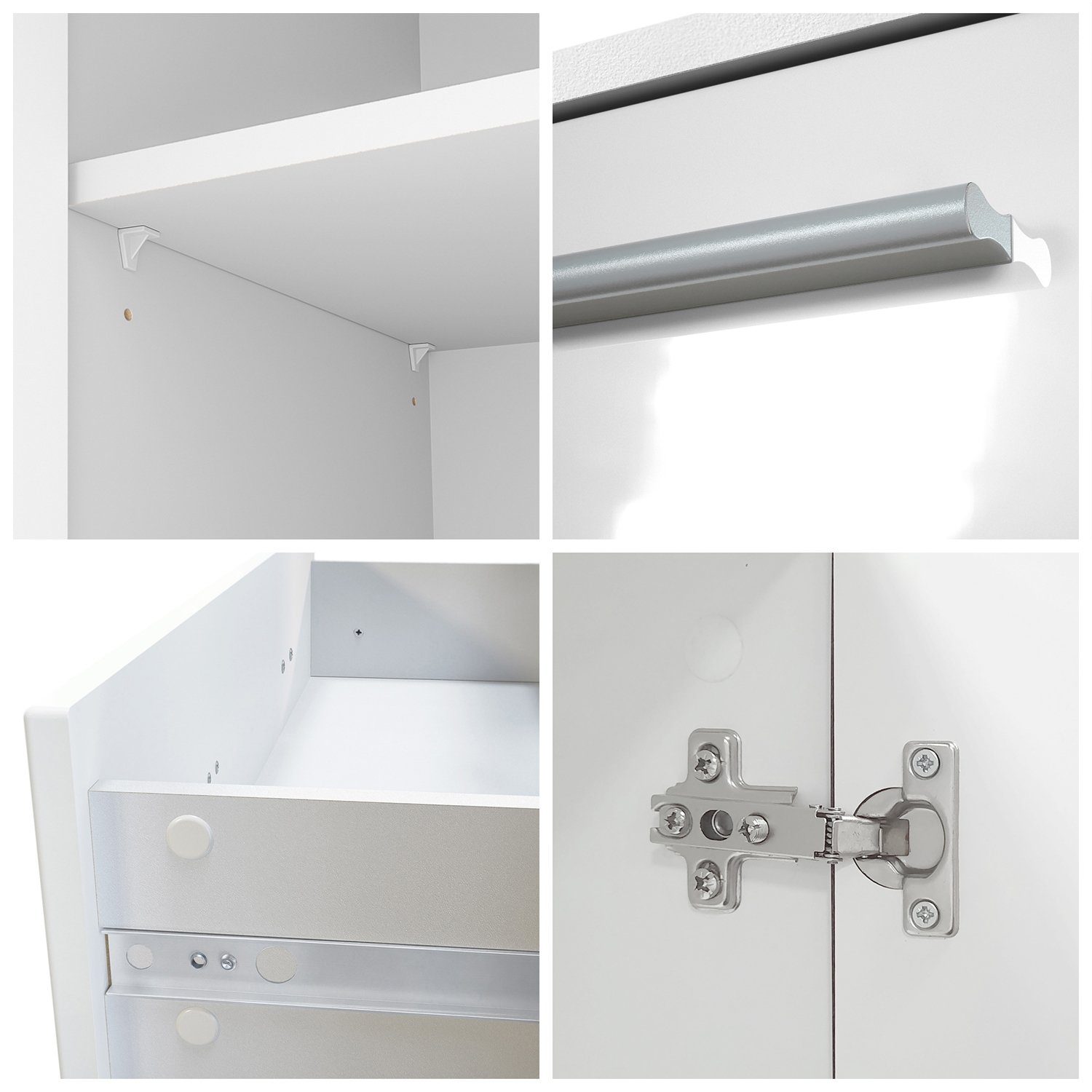 Vladon Highboard Aron (Anrichte, mit 4 Türen und 2 Schubladen), Weiß matt/Bordeaux Hochglanz (166,5 x 106,5 x 35 cm)