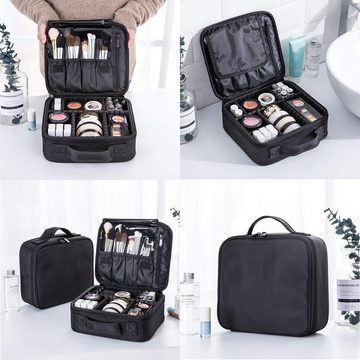 GOOLOO Kosmetiktasche Portable Make Up Tasche mit Einstellbarem Teiler (Kosmetische Box Wasserdicht Schminktasche 26x23x10CM, 1-tlg., Professionelle MakeUp Organizer Schmink Aufbewahrung)