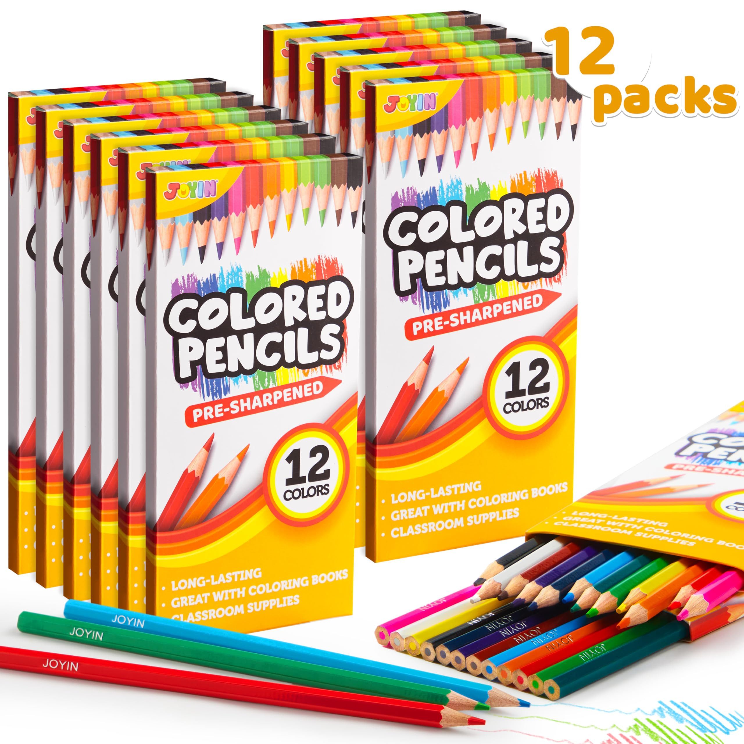 JOYIN Buntstift JOYIN 144 Buntstifte, 12 Farben, für Kinder ab 4, Schule & Erwachsene., (12-tlg)
