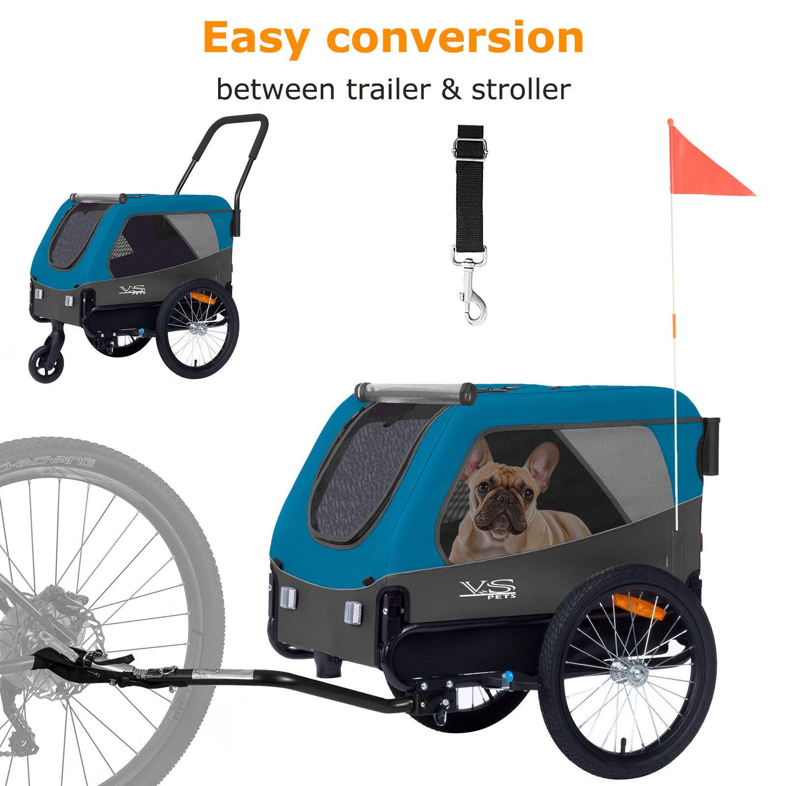 TIGGO Fahrradhundeanhänger Tiggo Medium Hundeanhänger & Buggy 2in1 Fahrradanhänger Hundebuggy
