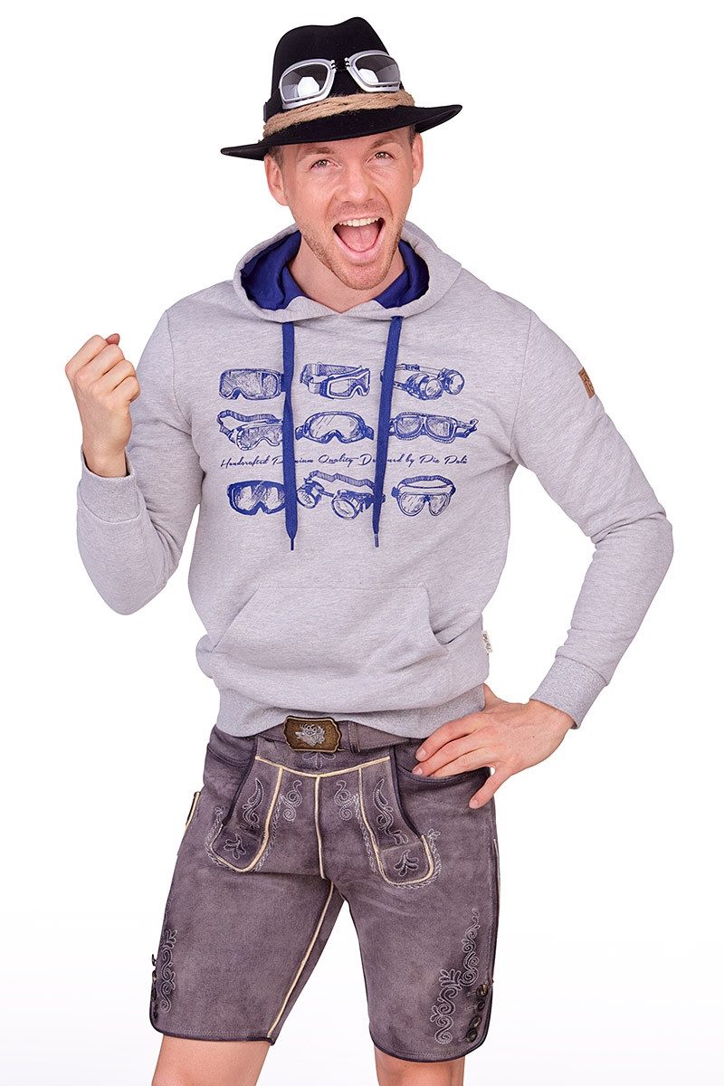 Piz Palü Strickpullover Hoodie Herren - STALLWANG - kieselgrau