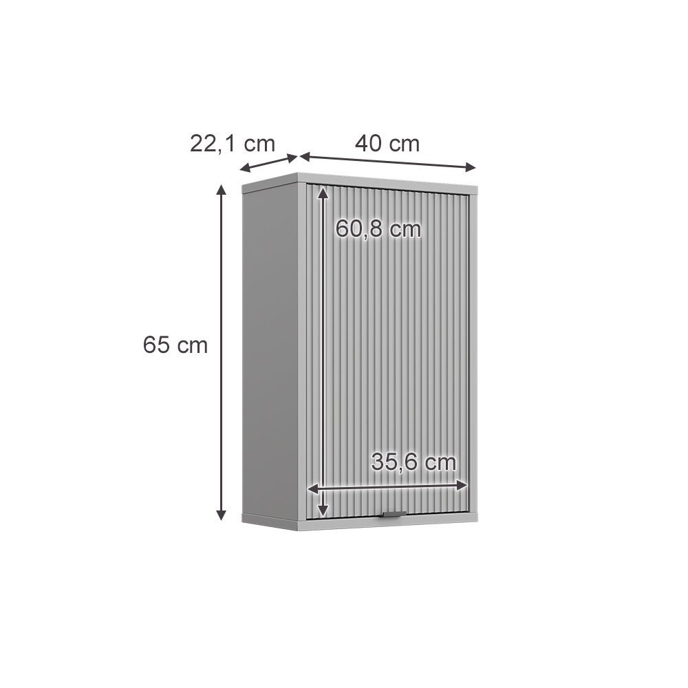 Vicco Hängeschrank Eliza, Grau/Grau, 40 x 65 cm mit 2 Regalböden (1-St)