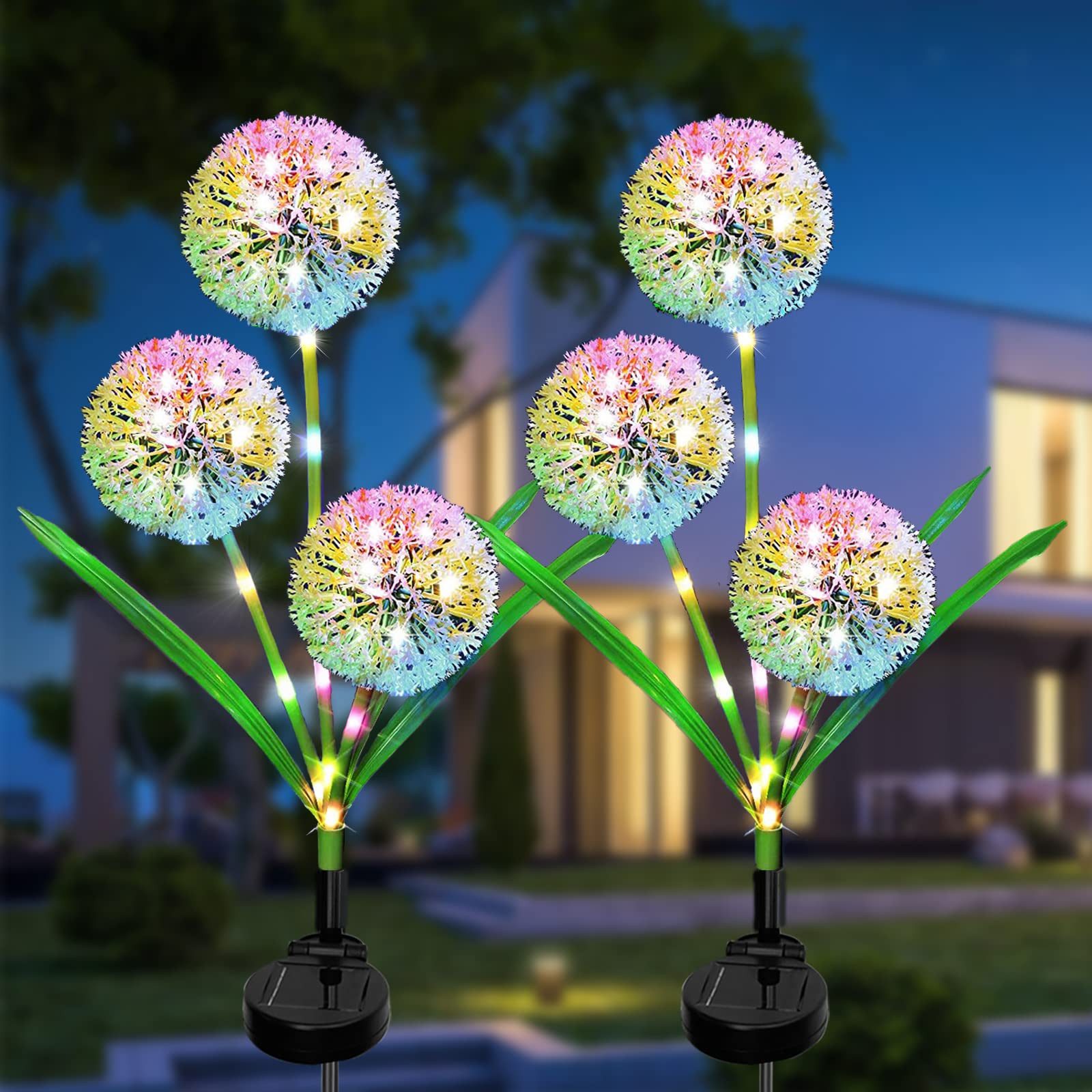 LED Dekolicht 2 Stück Solar-Löwenzahn LED Gartenleuchten, Solarleuchten für Außen
